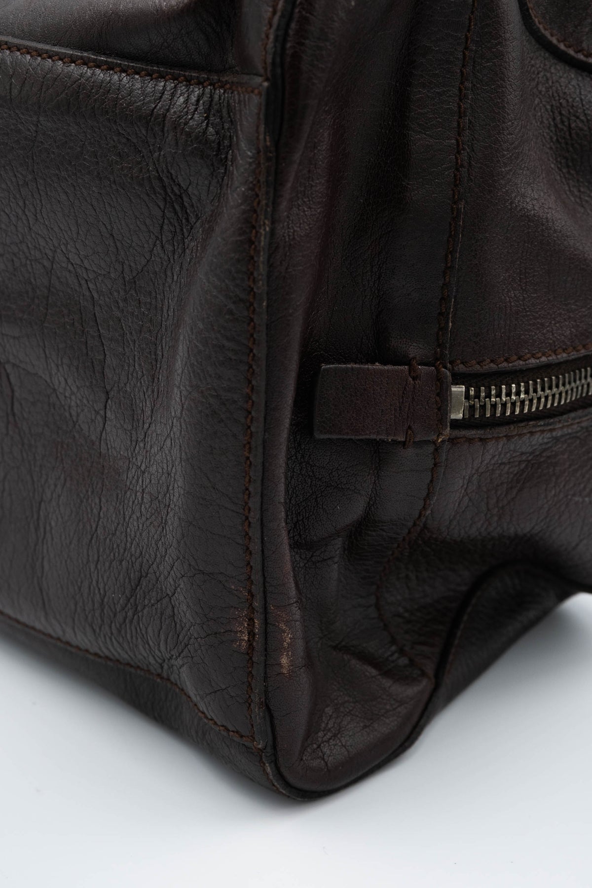 Miu Miu Brown Leather Dual Handle Purse