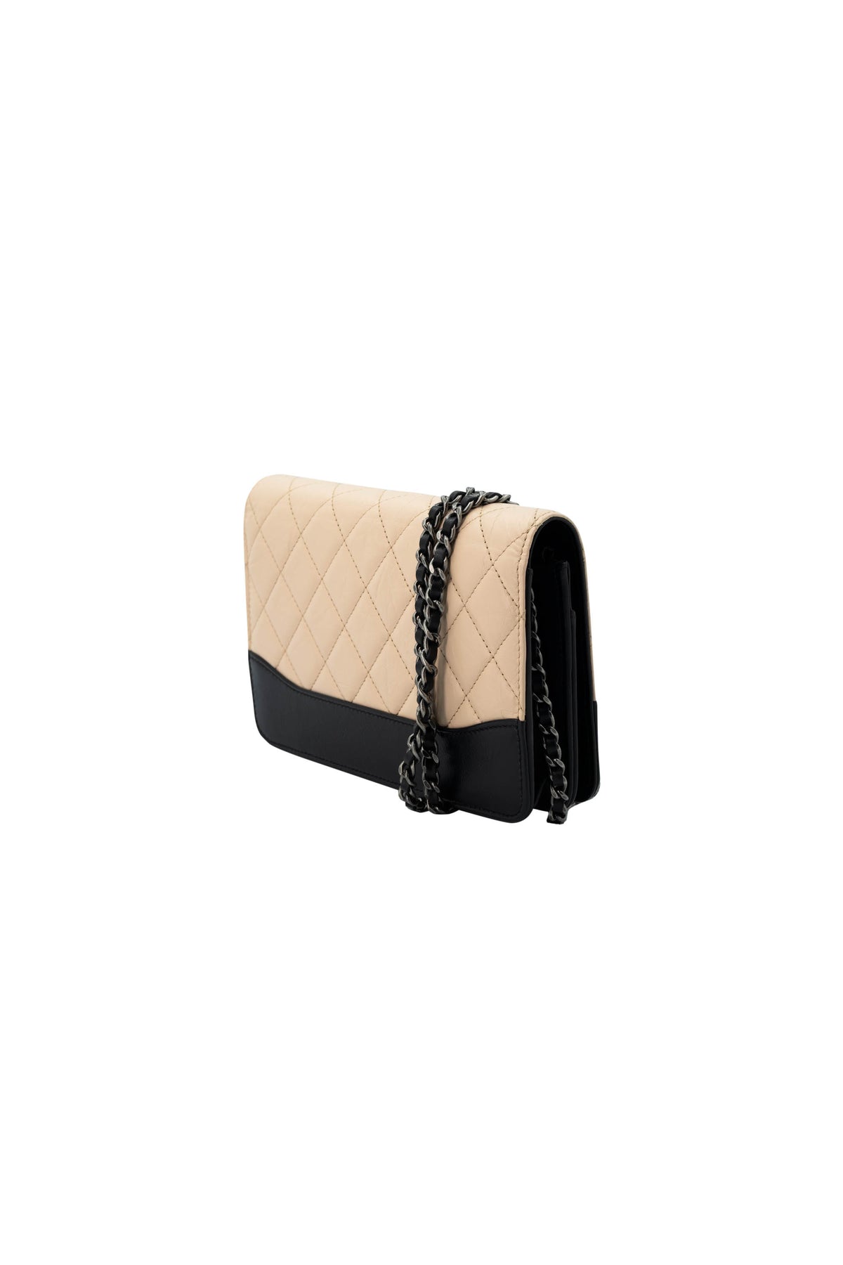 Chanel Size Small Beige Black Gabrielle Wallet on Chain Purse