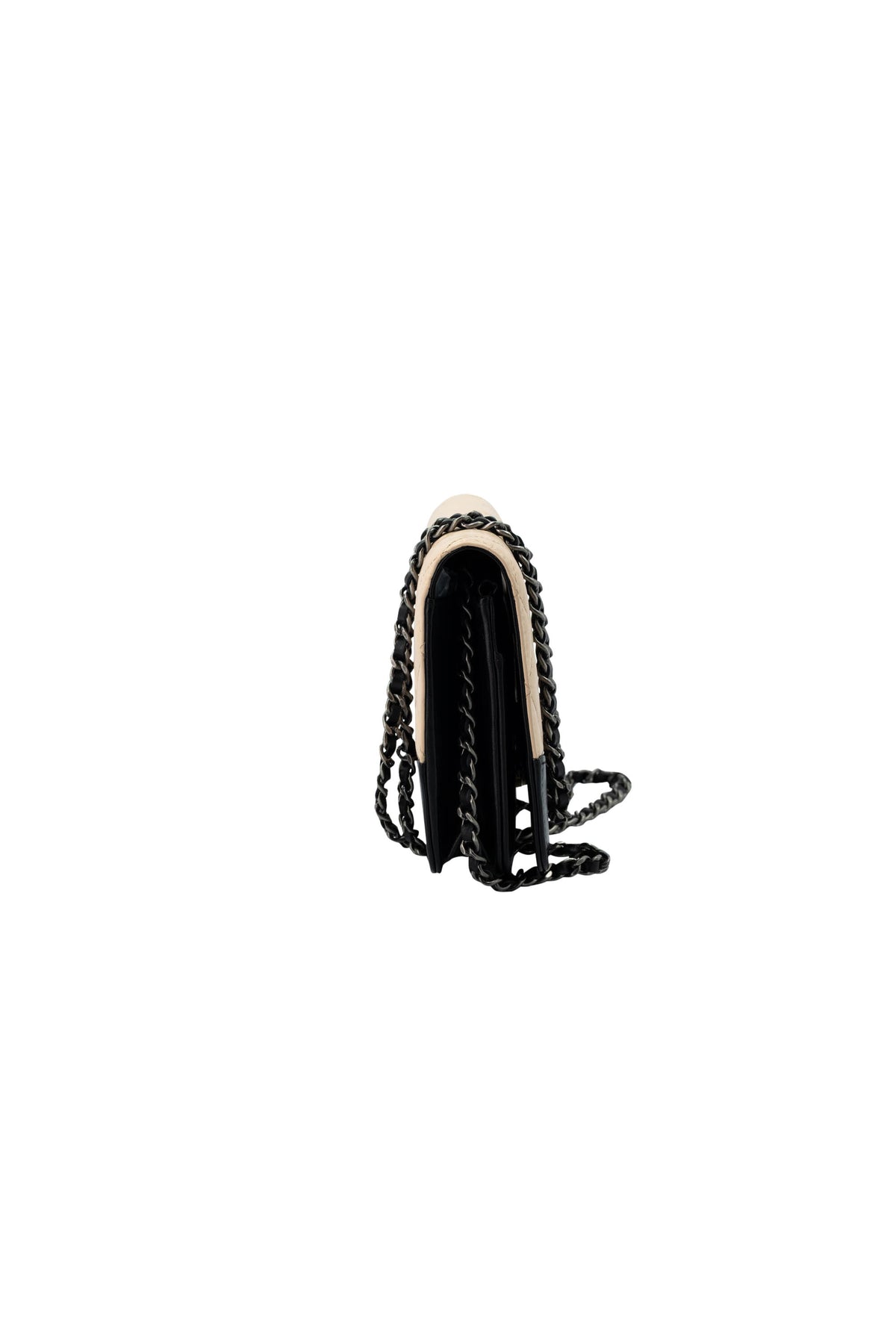 Chanel Size Small Beige Black Gabrielle Wallet on Chain Purse