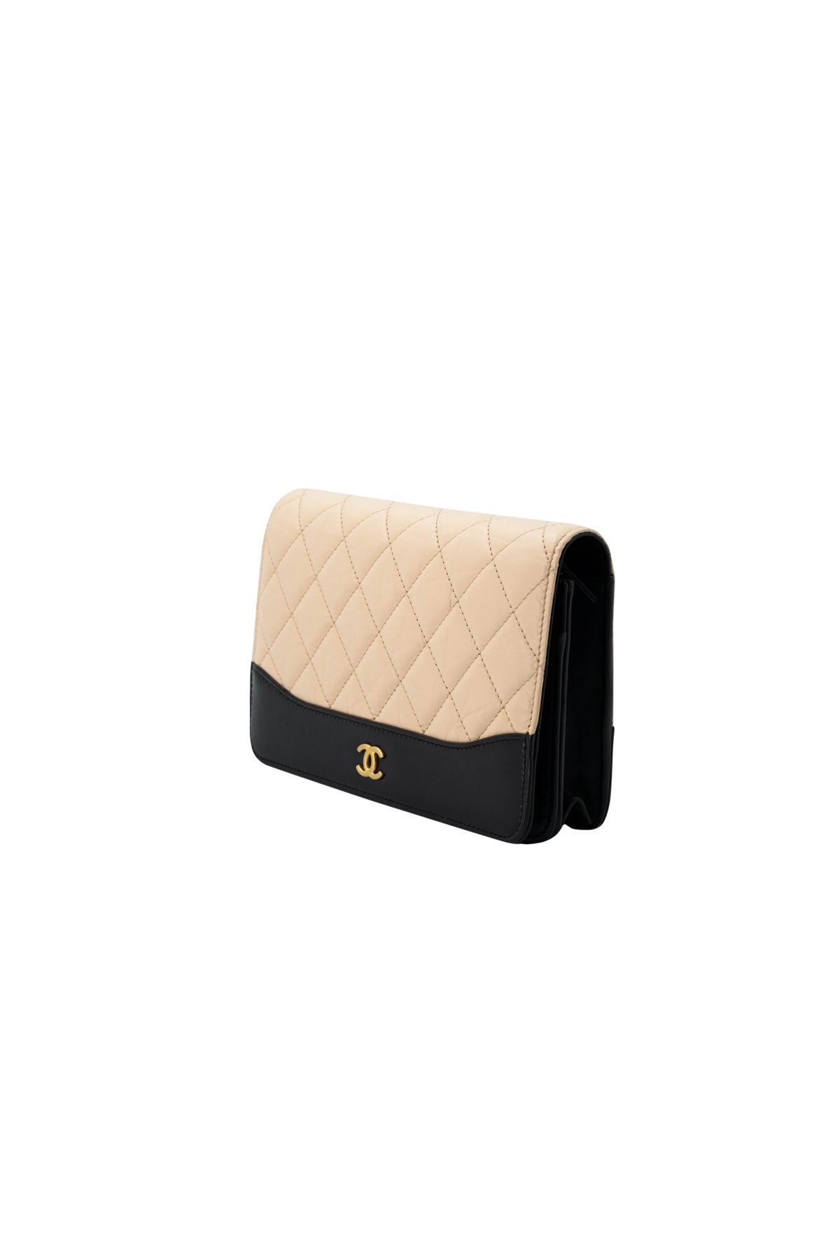 Chanel Size Small Beige Black Gabrielle Wallet on Chain Purse
