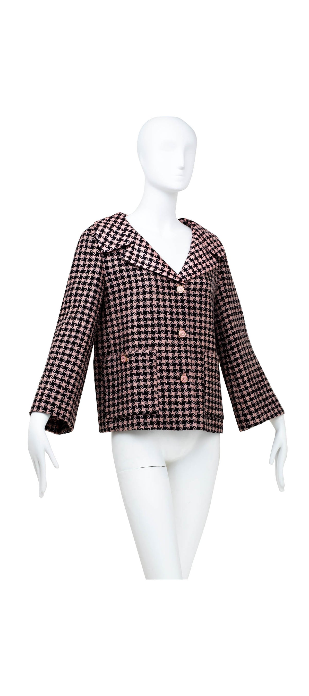 Gucci Salmon and Black Square G Print Wool Jacket Size 40 2022