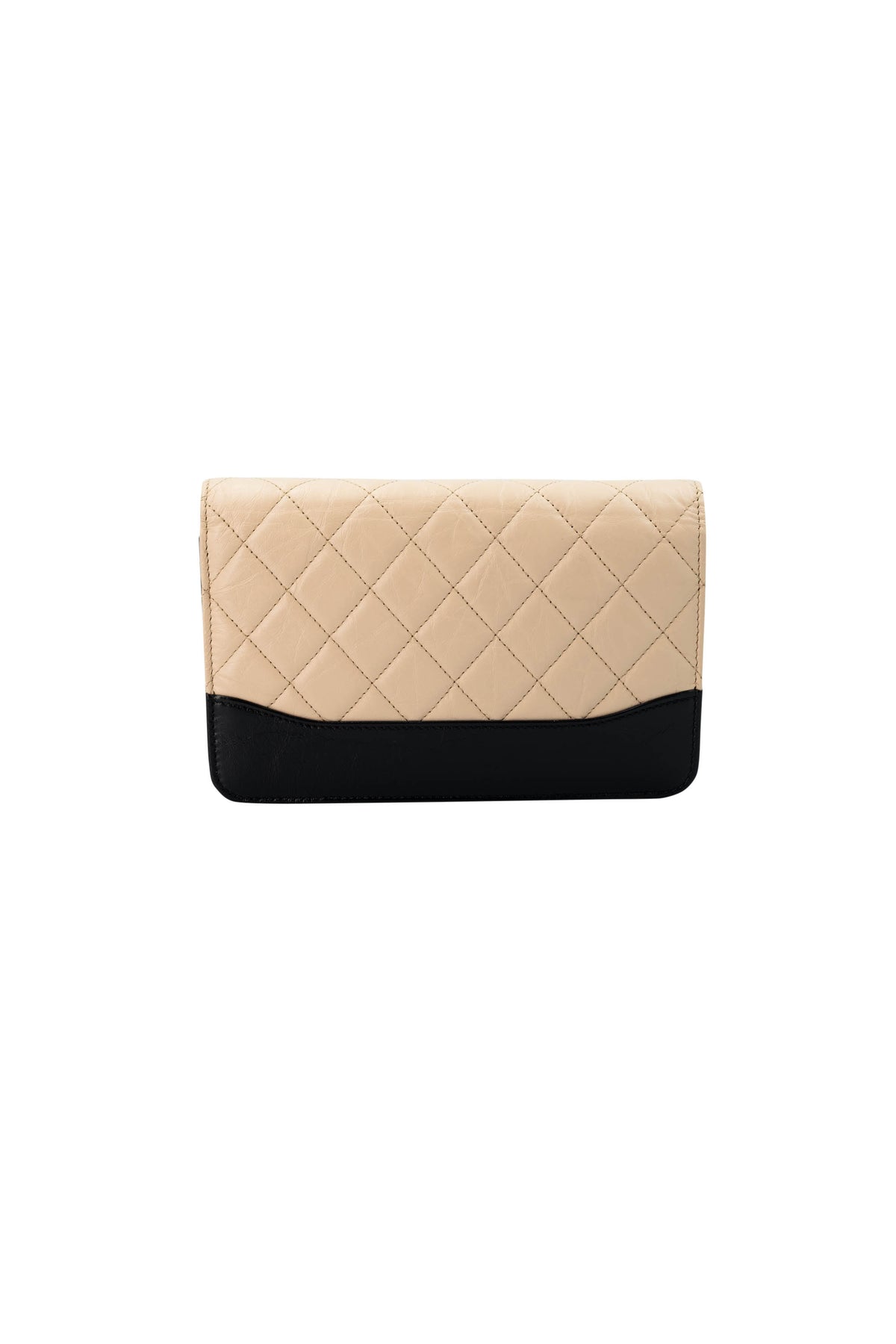 Chanel Size Small Beige Black Gabrielle Wallet on Chain Purse