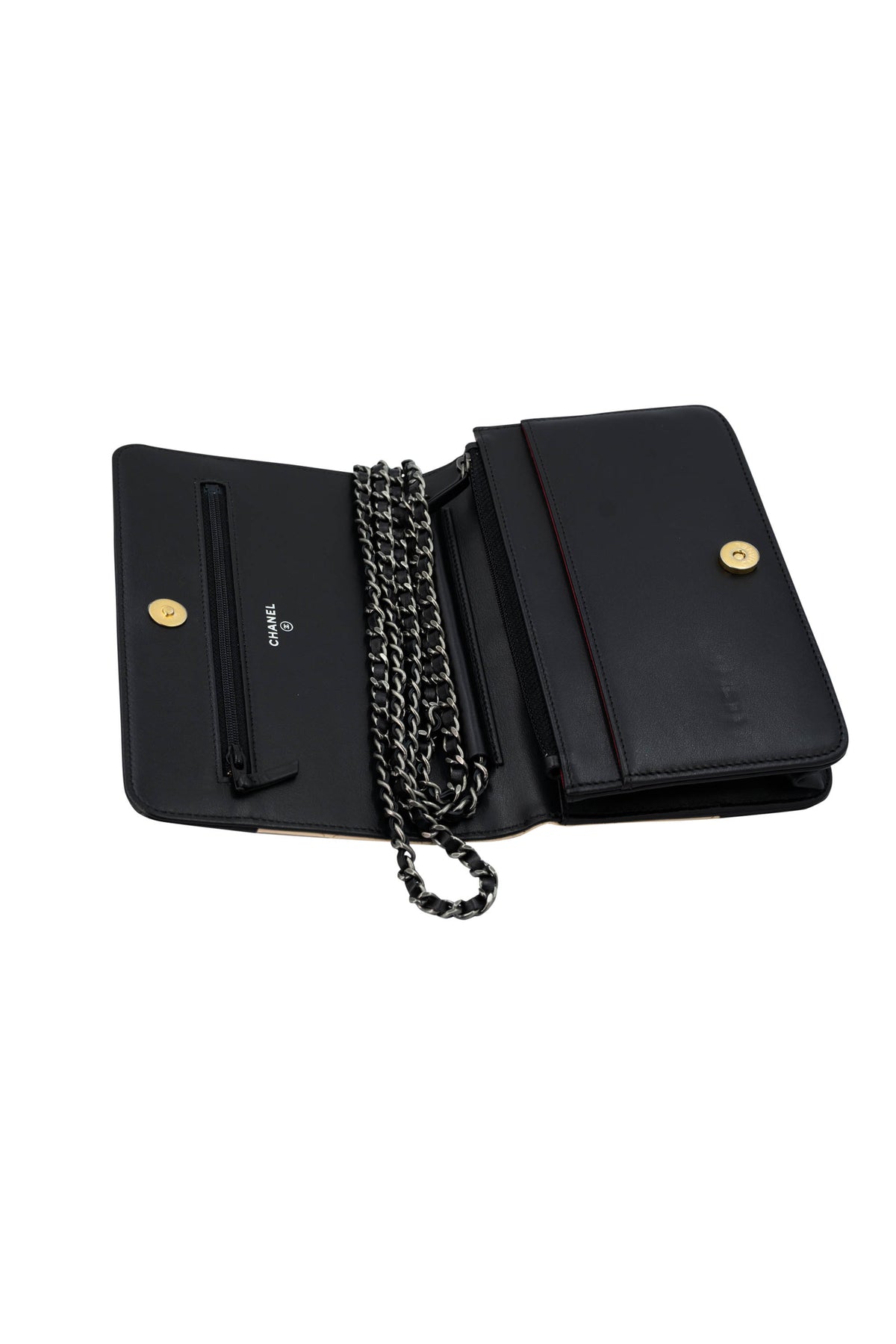 Chanel Size Small Beige Black Gabrielle Wallet on Chain Purse