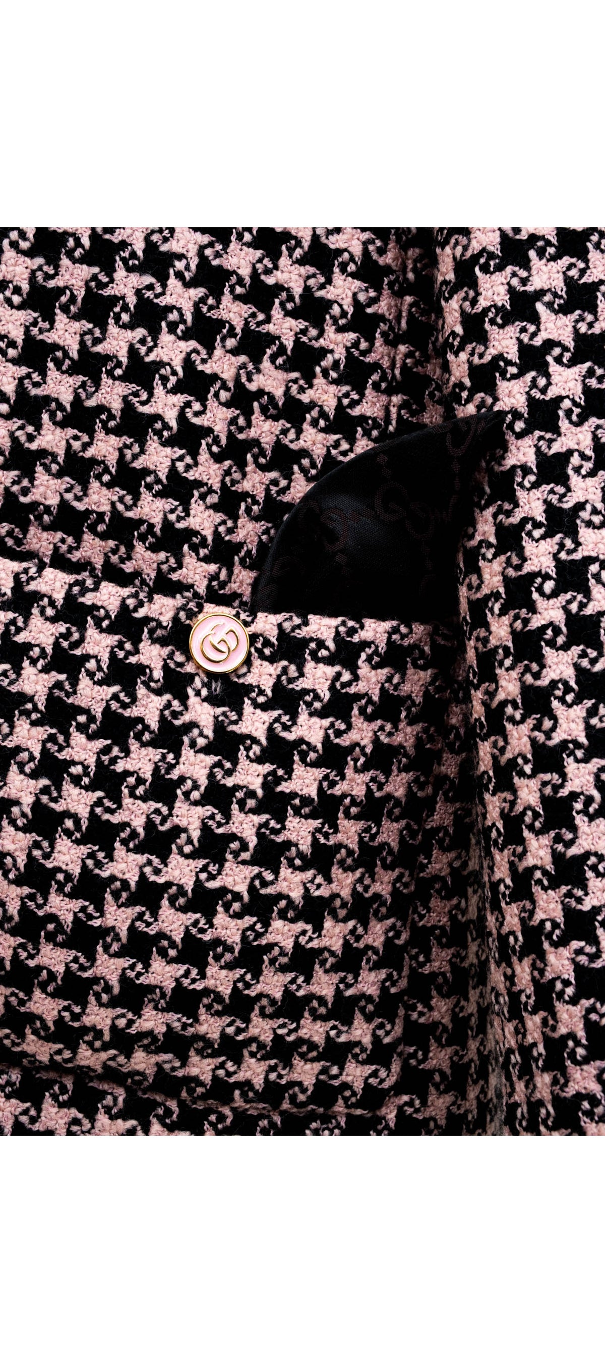 Gucci Salmon and Black Square G Print Wool Jacket Size 40 2022