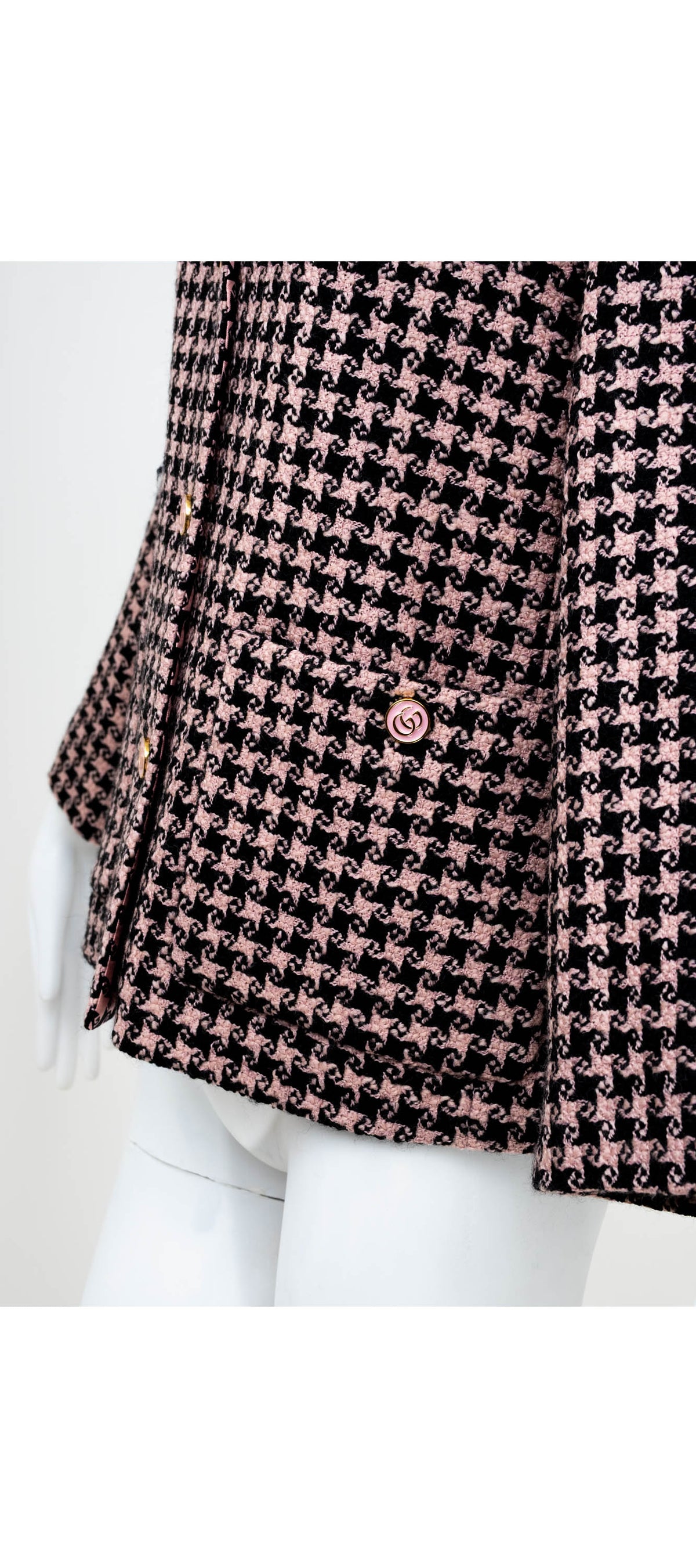 Gucci Salmon and Black Square G Print Wool Jacket Size 40 2022