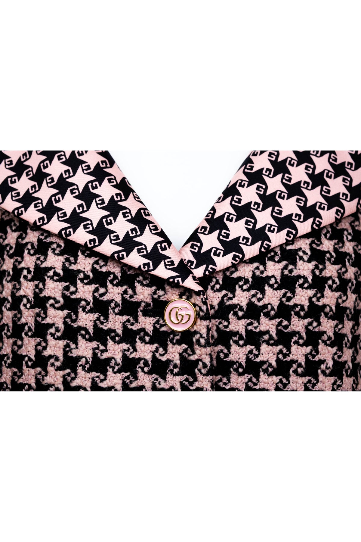 Gucci Salmon and Black Square G Print Wool Jacket Size 40 2022