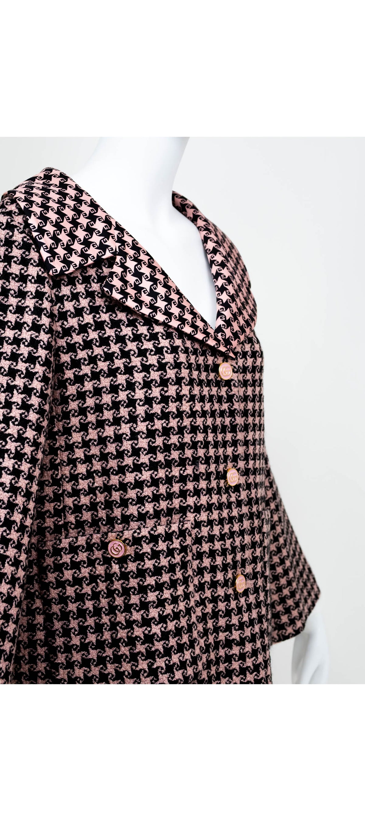 Gucci Salmon and Black Square G Print Wool Jacket Size 40 2022