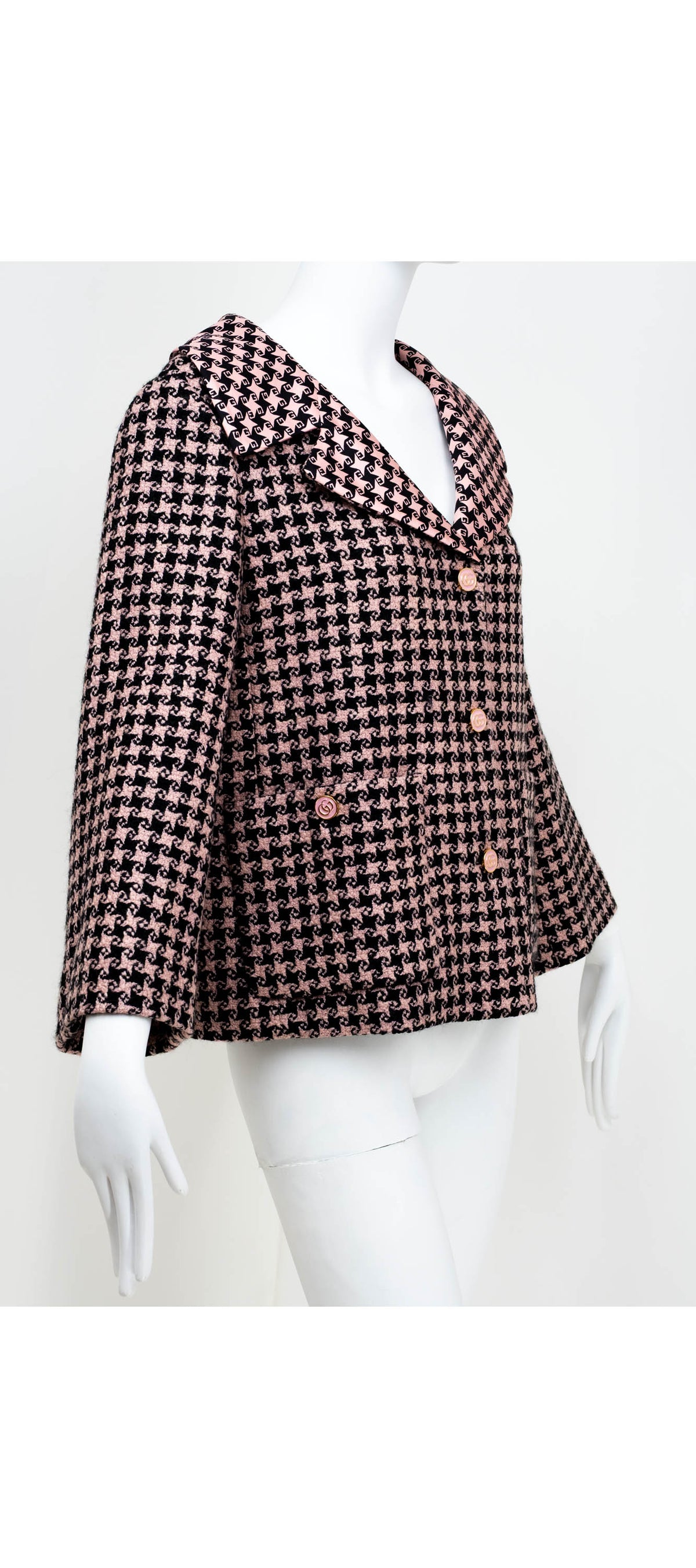 Gucci Salmon and Black Square G Print Wool Jacket Size 40 2022