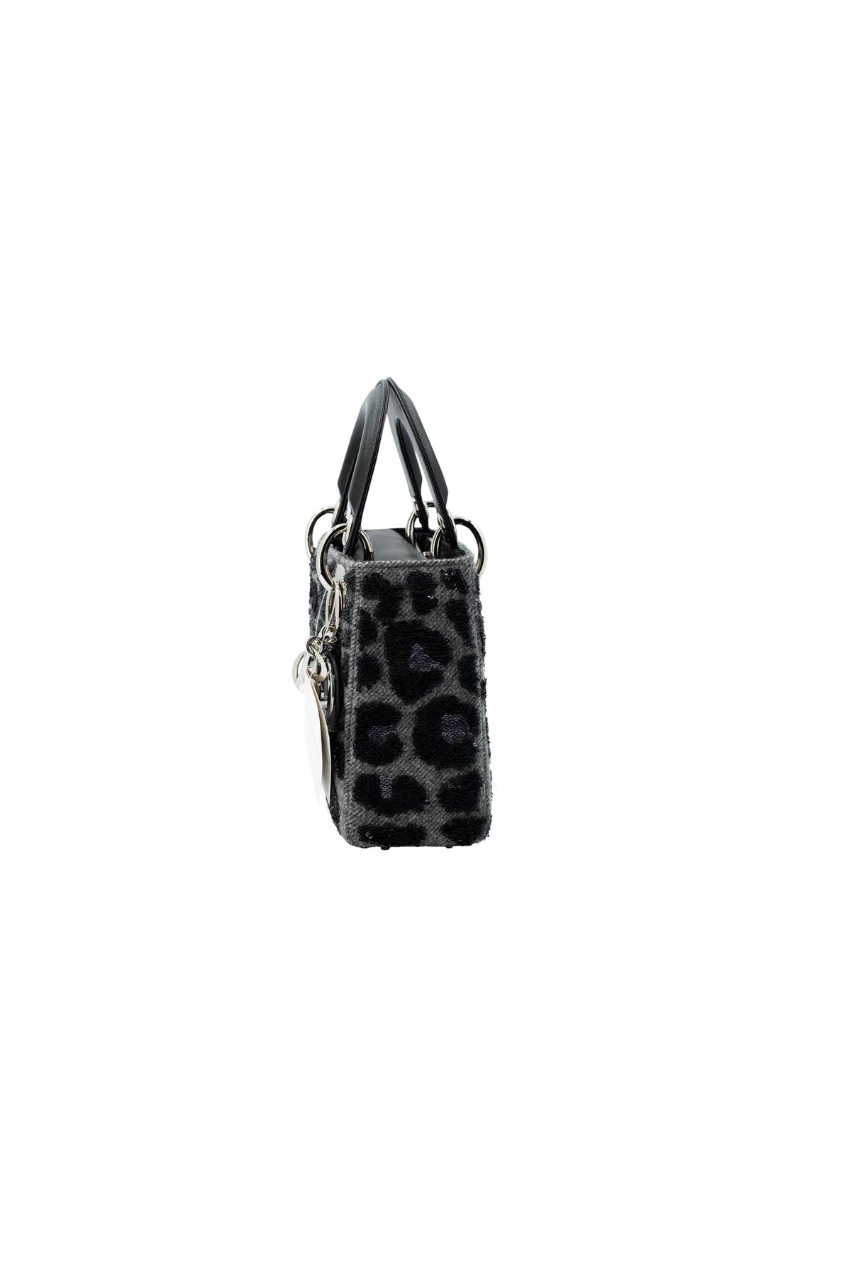 Dior Lady Dior Mini Purse Leopard Sequins Grey and Black