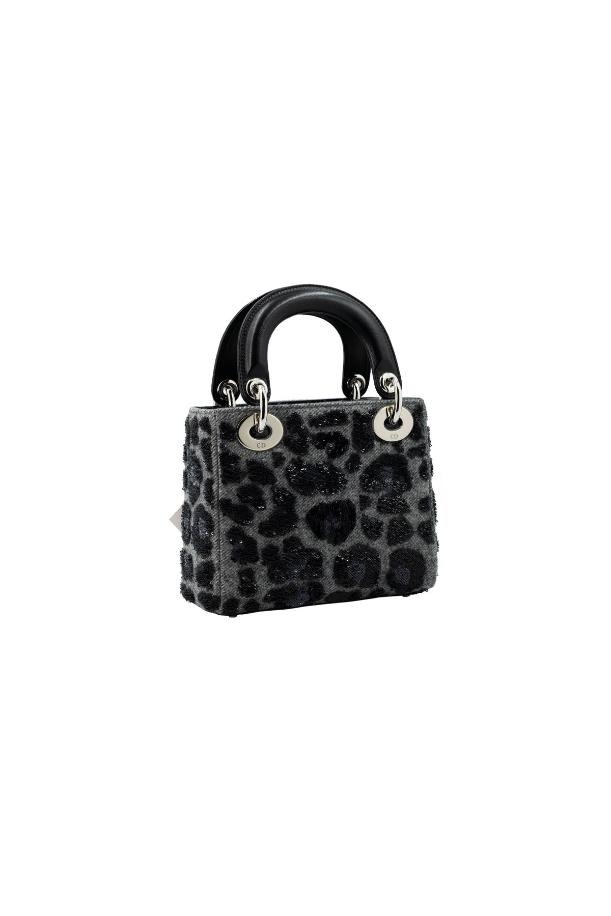 Dior Lady Dior Mini Purse Leopard Sequins Grey and Black