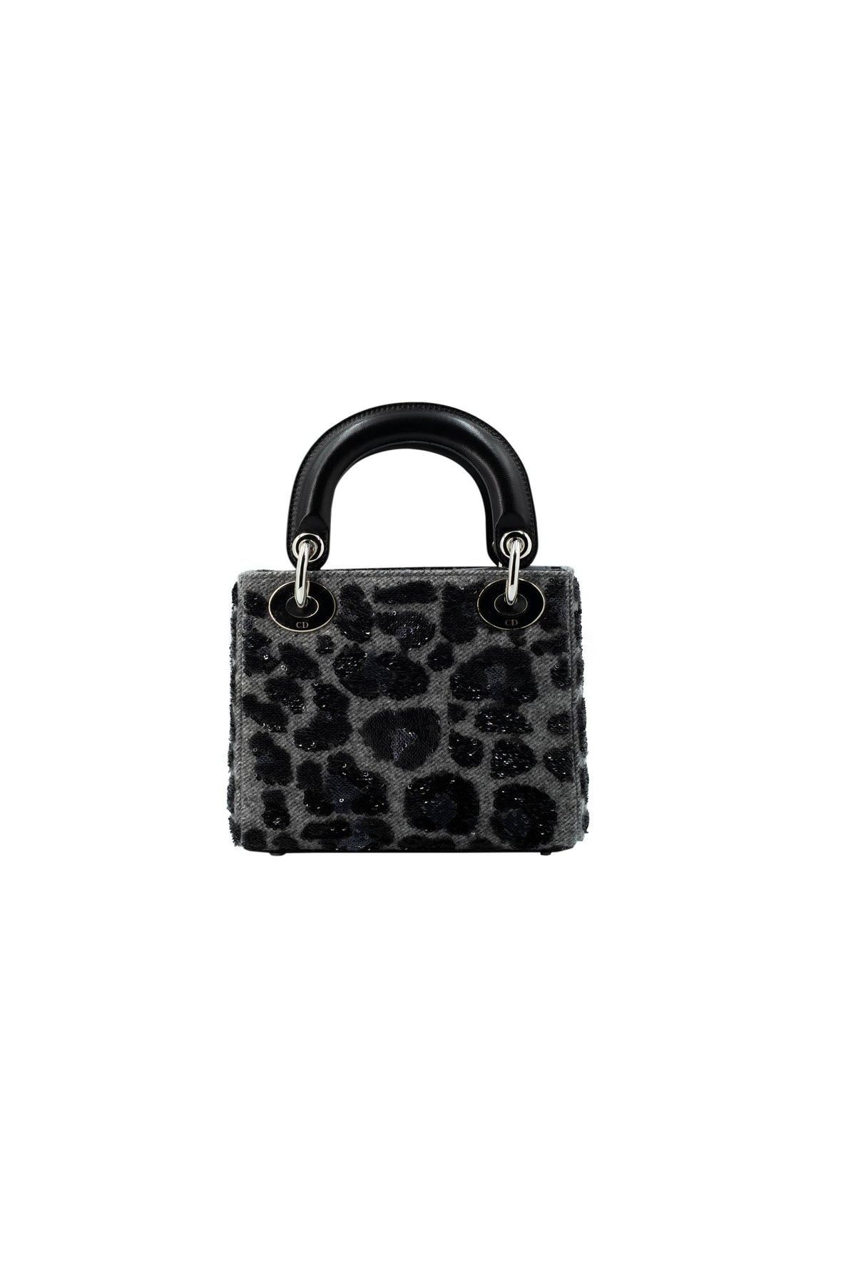 Dior Lady Dior Mini Purse Leopard Sequins Grey and Black