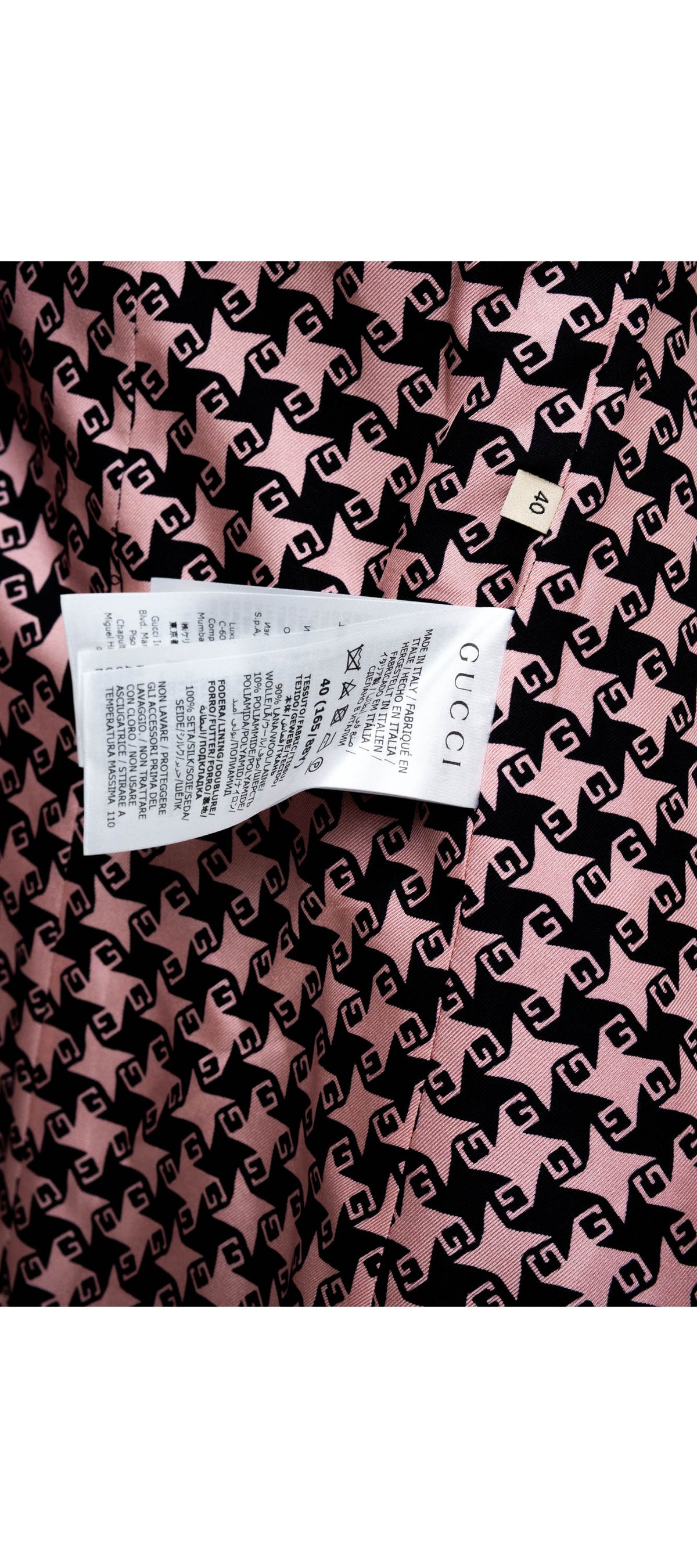 Gucci Salmon and Black Square G Print Wool Jacket Size 40 2022