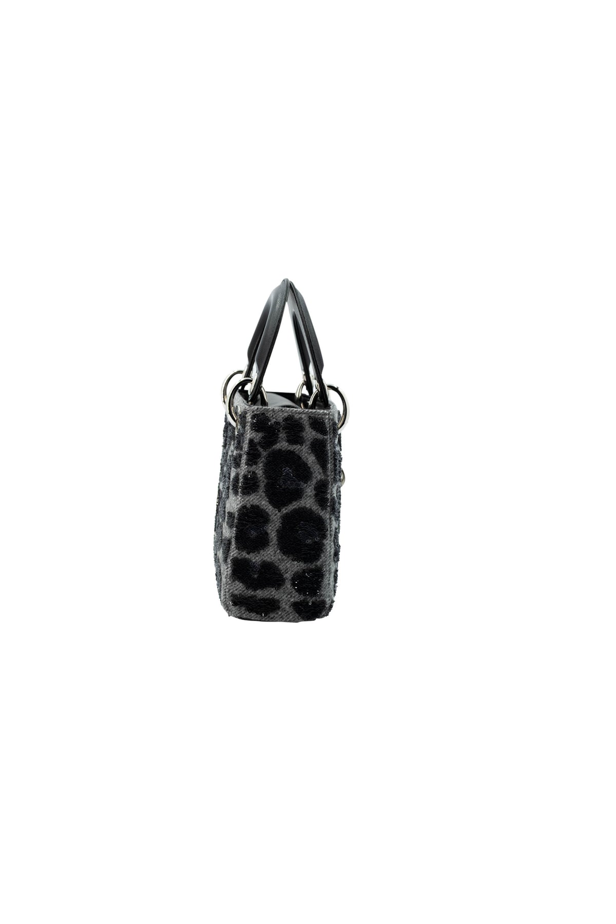 Dior Lady Dior Mini Purse Leopard Sequins Grey and Black