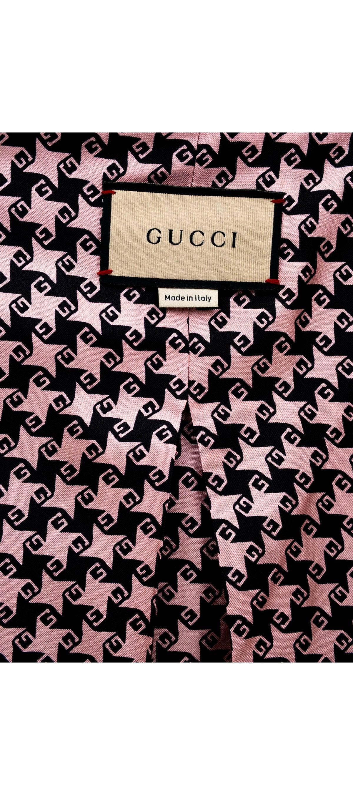 Gucci Salmon and Black Square G Print Wool Jacket Size 40 2022