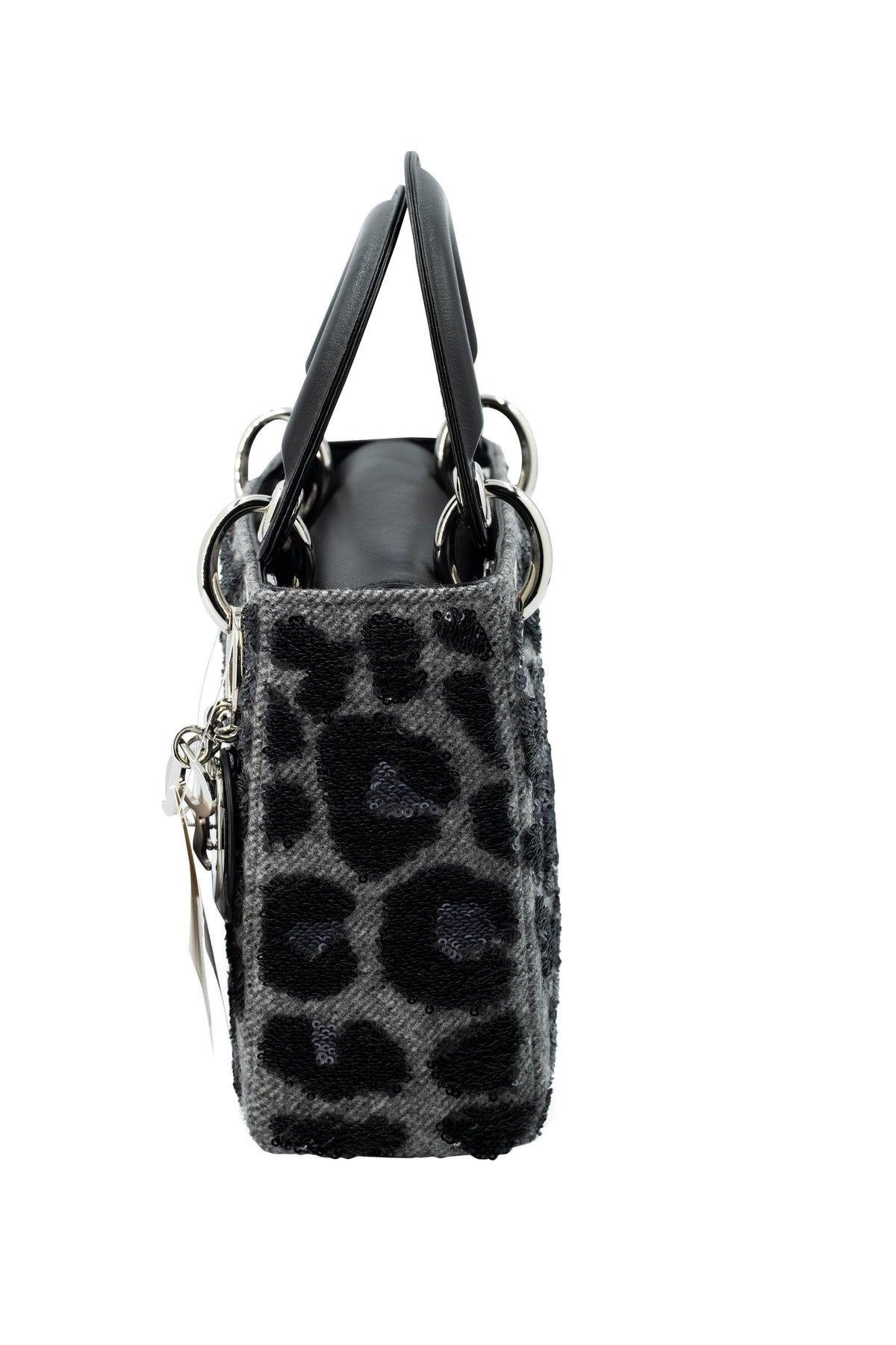 Dior Lady Dior Mini Purse Leopard Sequins Grey and Black