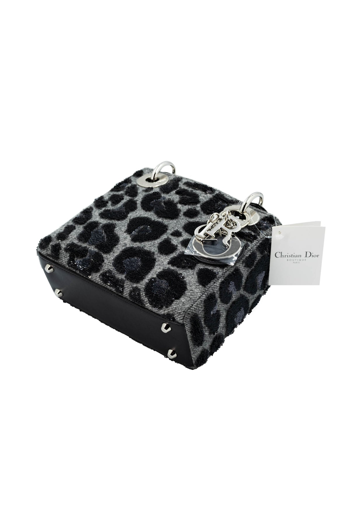 Dior Lady Dior Mini Purse Leopard Sequins Grey and Black