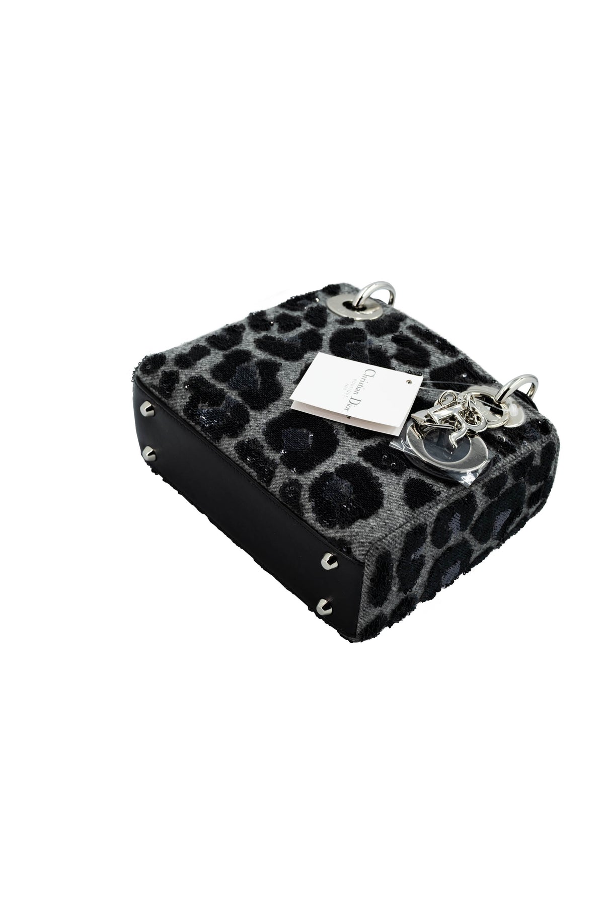 Dior Lady Dior Mini Purse Leopard Sequins Grey and Black