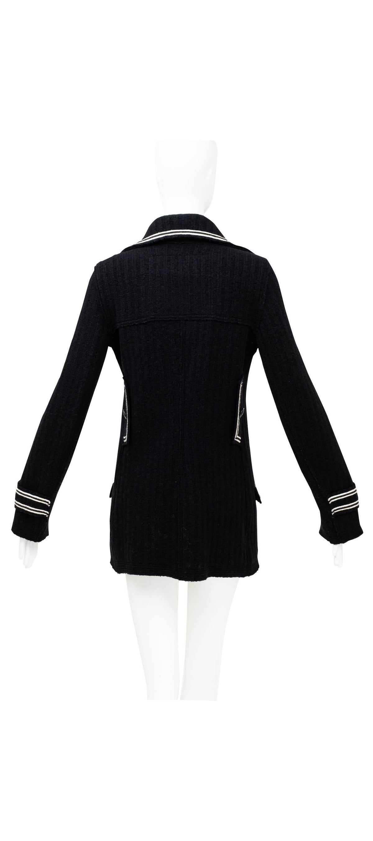Chanel ID Black and White Trim Pea Coat Size 38