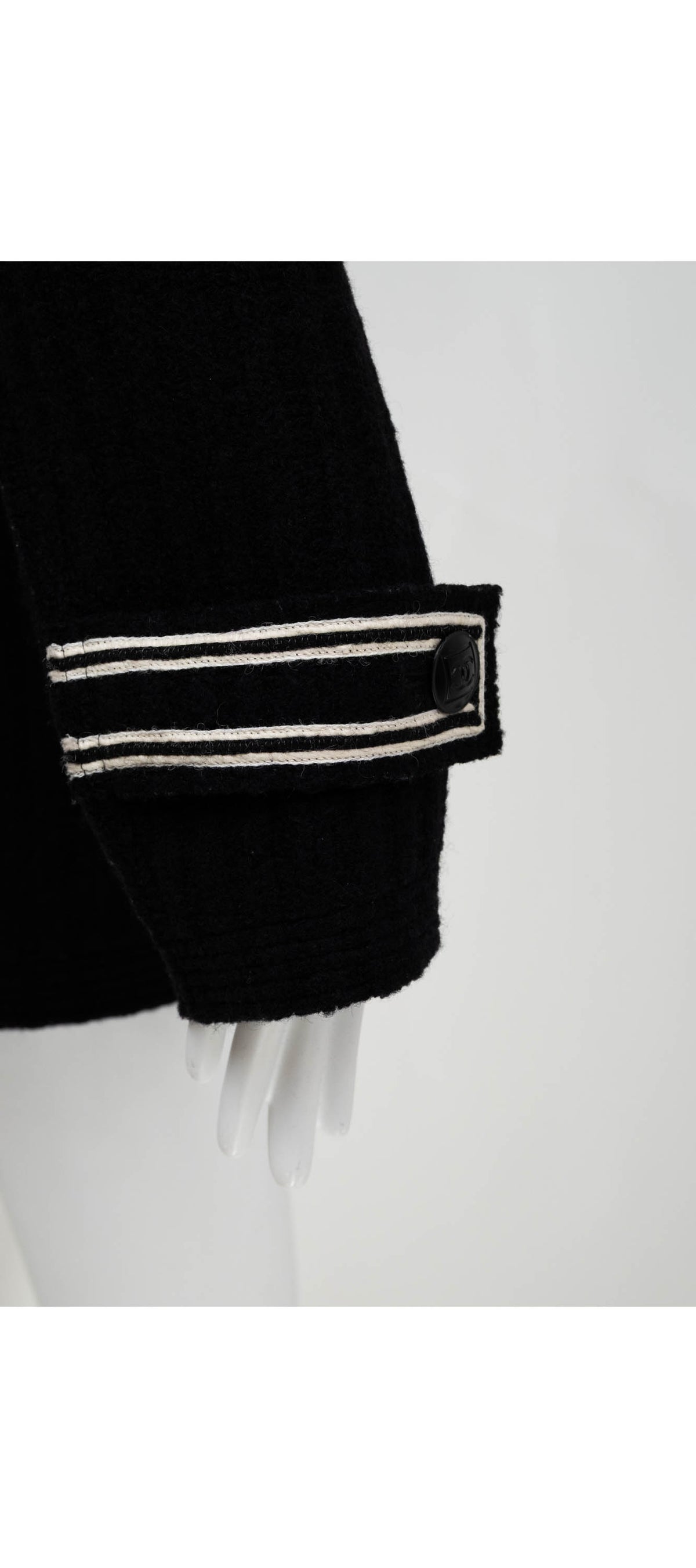 Chanel ID Black and White Trim Pea Coat Size 38