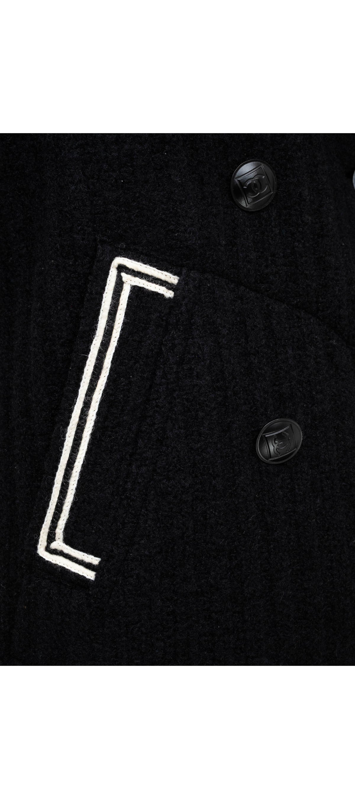 Chanel ID Black and White Trim Pea Coat Size 38