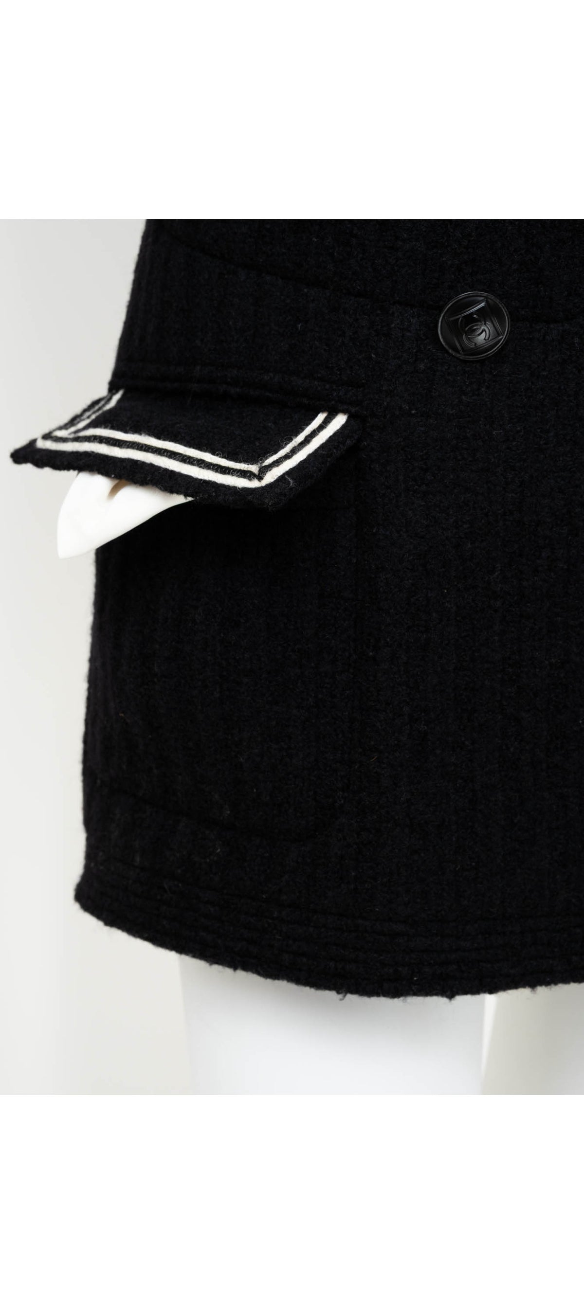 Chanel ID Black and White Trim Pea Coat Size 38