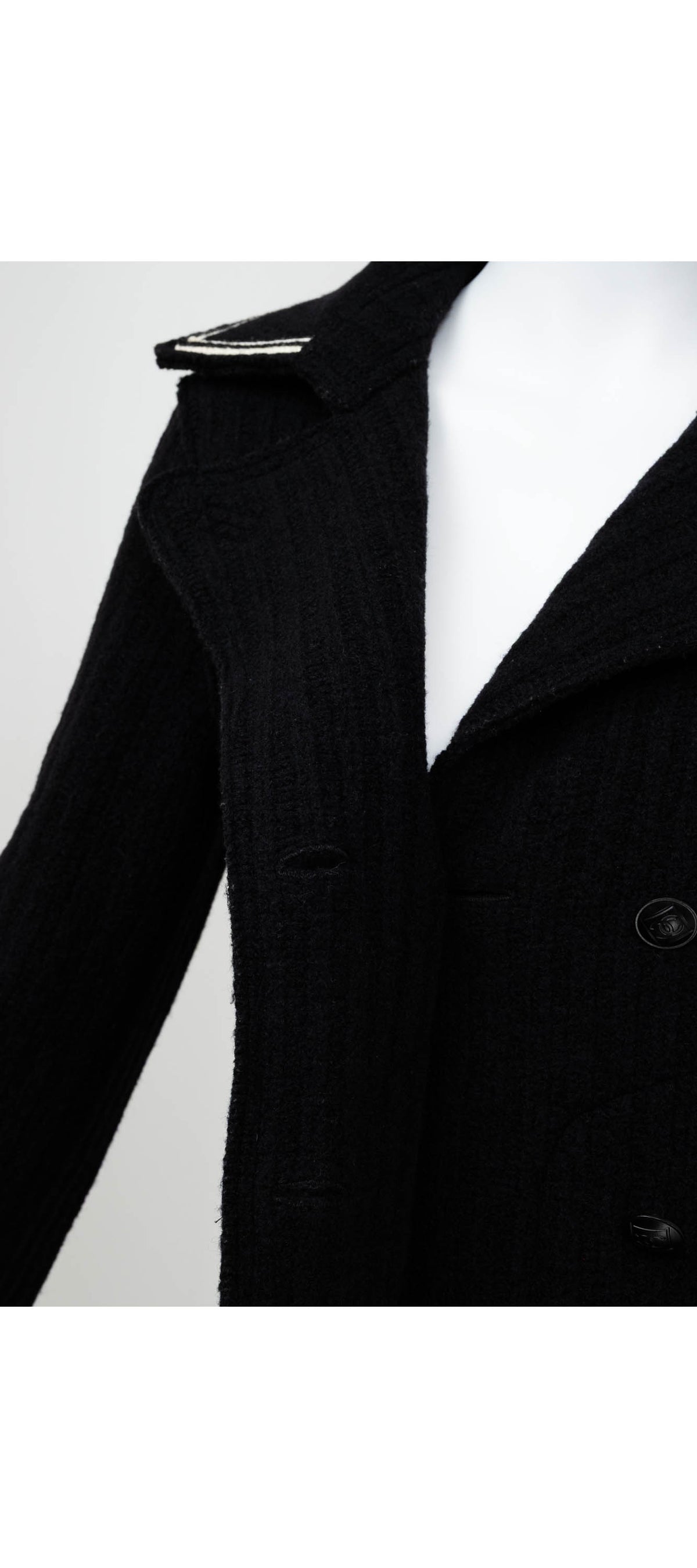 Chanel ID Black and White Trim Pea Coat Size 38