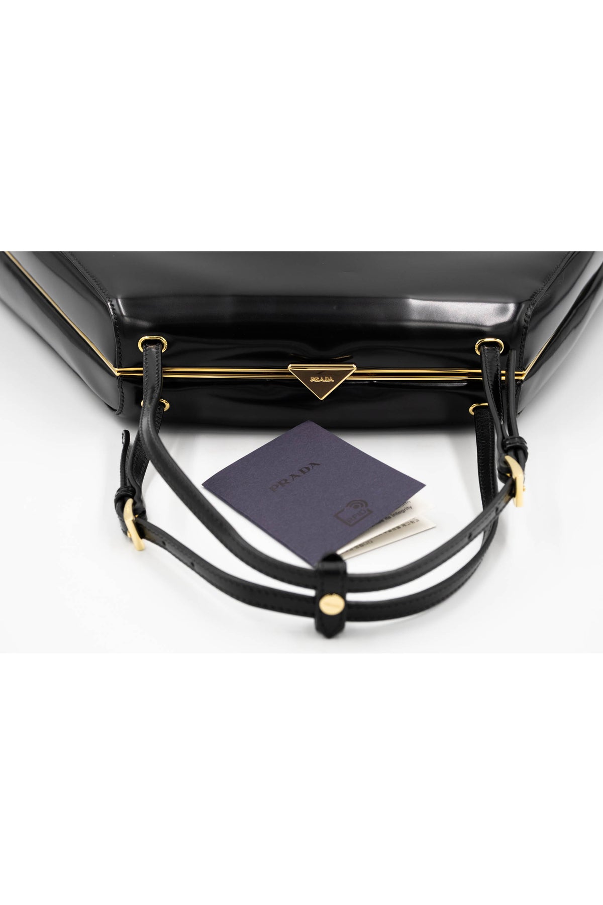 Prada Black Spazzolato Triangle Metal Top Handle Lady Purse With Lace Skirt Dust Bag