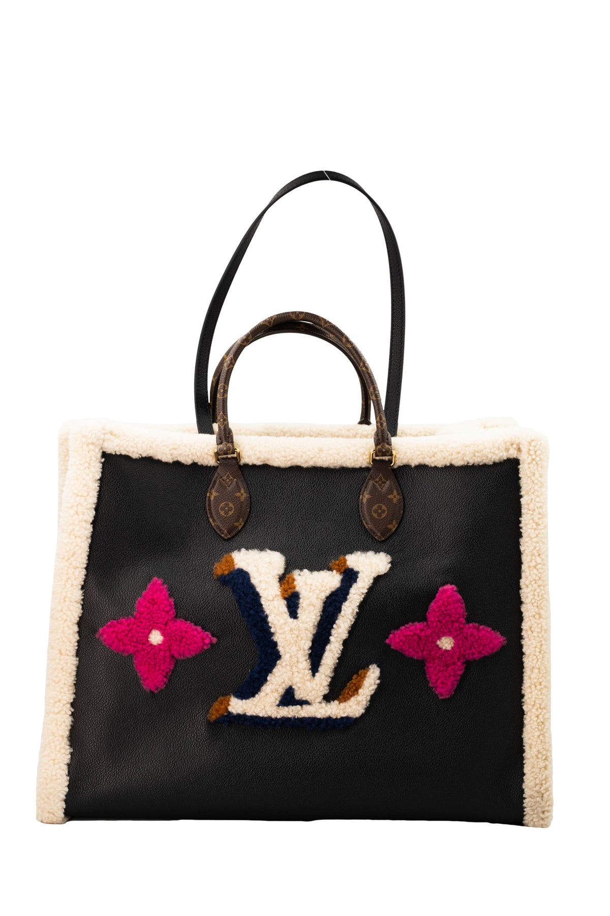 Louis Vuitton Teddy on the go Black Leather and Shearling Tote Size GM