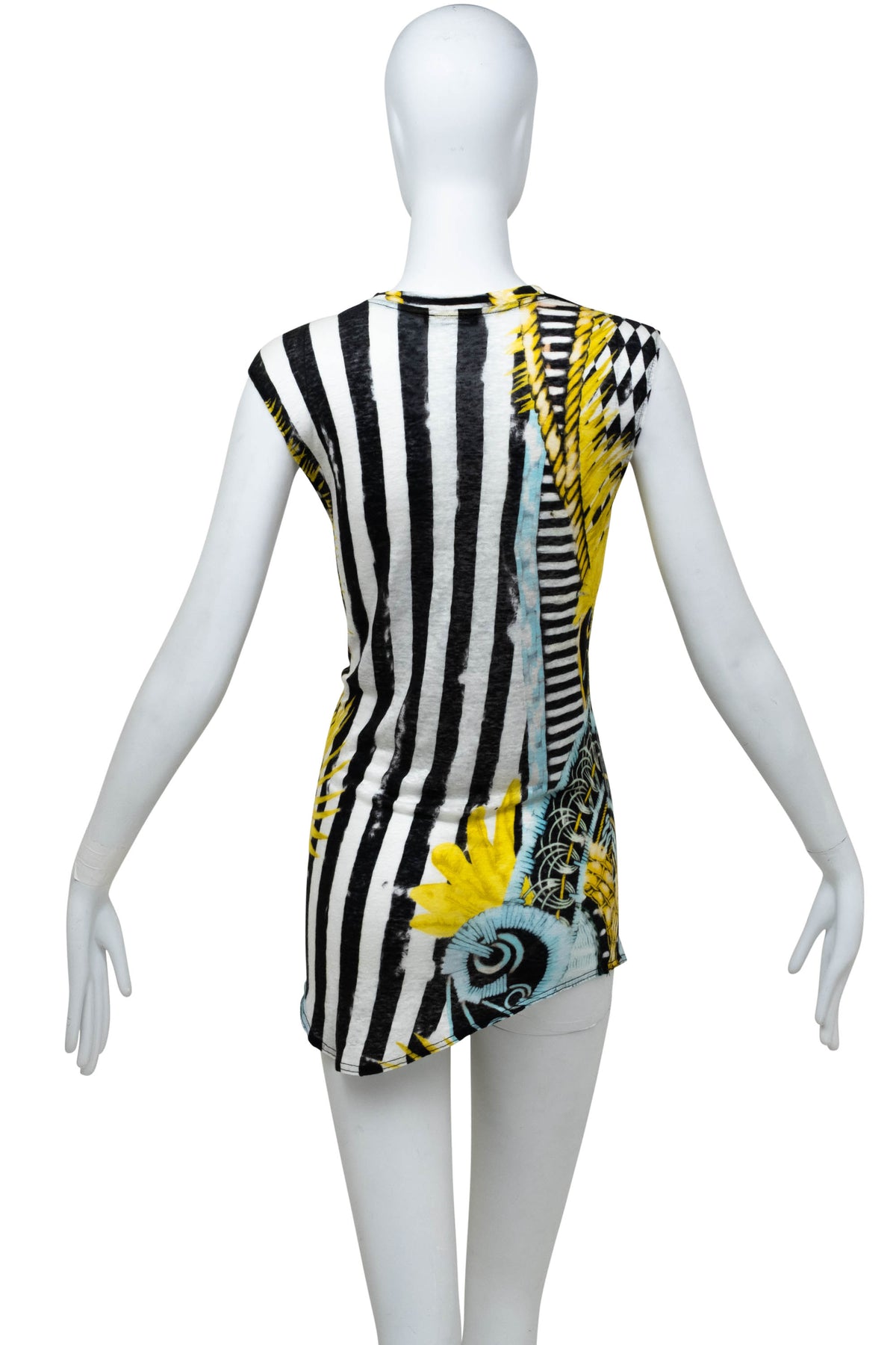 Balmain Black and White Harlequin Print Sleeveless Top Size 38