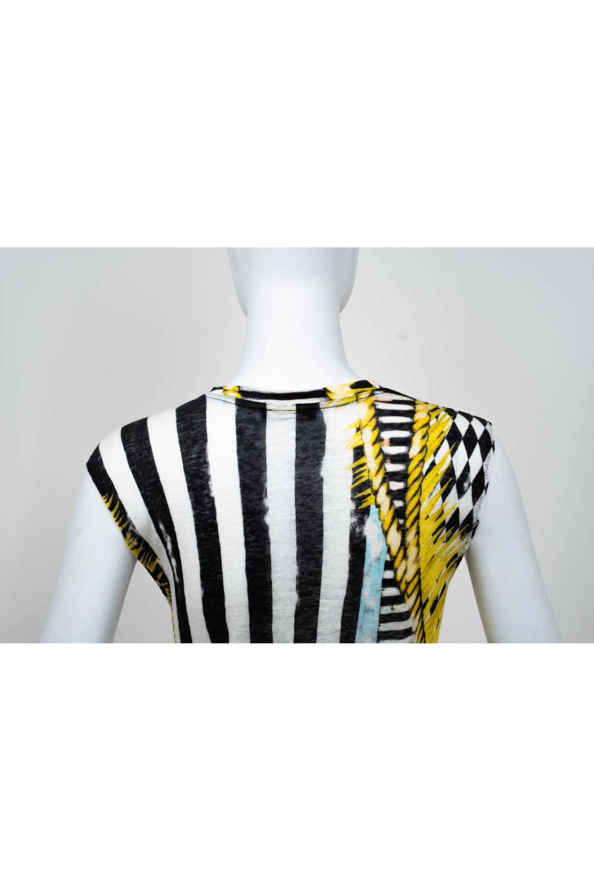 Balmain Black and White Harlequin Print Sleeveless Top Size 38