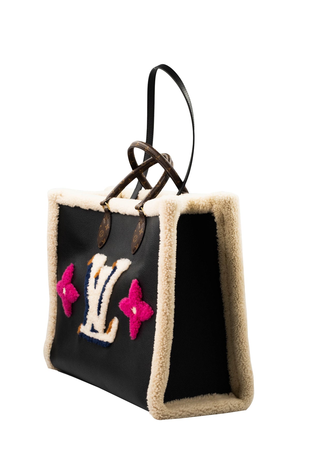 Louis Vuitton Teddy on the go Black Leather and Shearling Tote Size GM