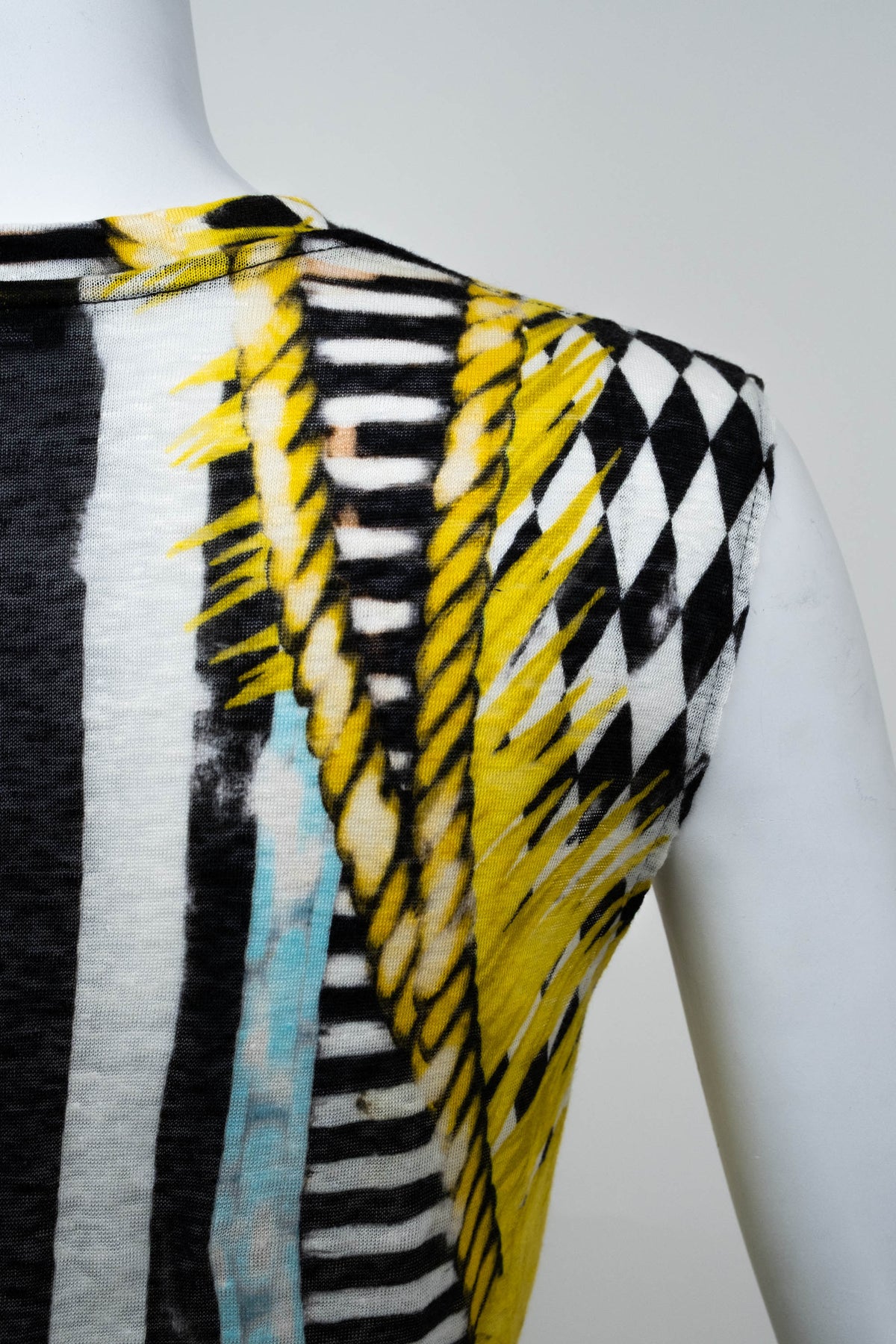 Balmain Black and White Harlequin Print Sleeveless Top Size 38