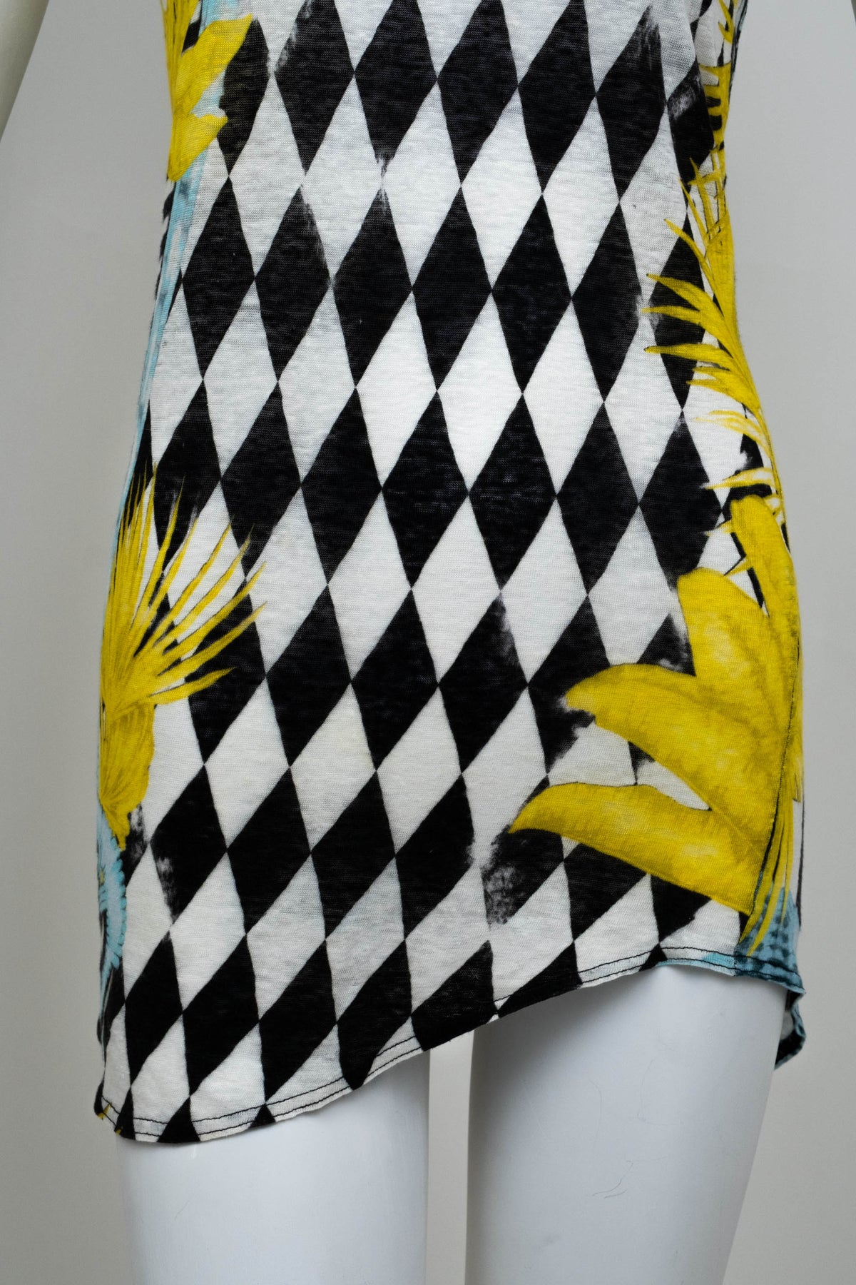 Balmain Black and White Harlequin Print Sleeveless Top Size 38