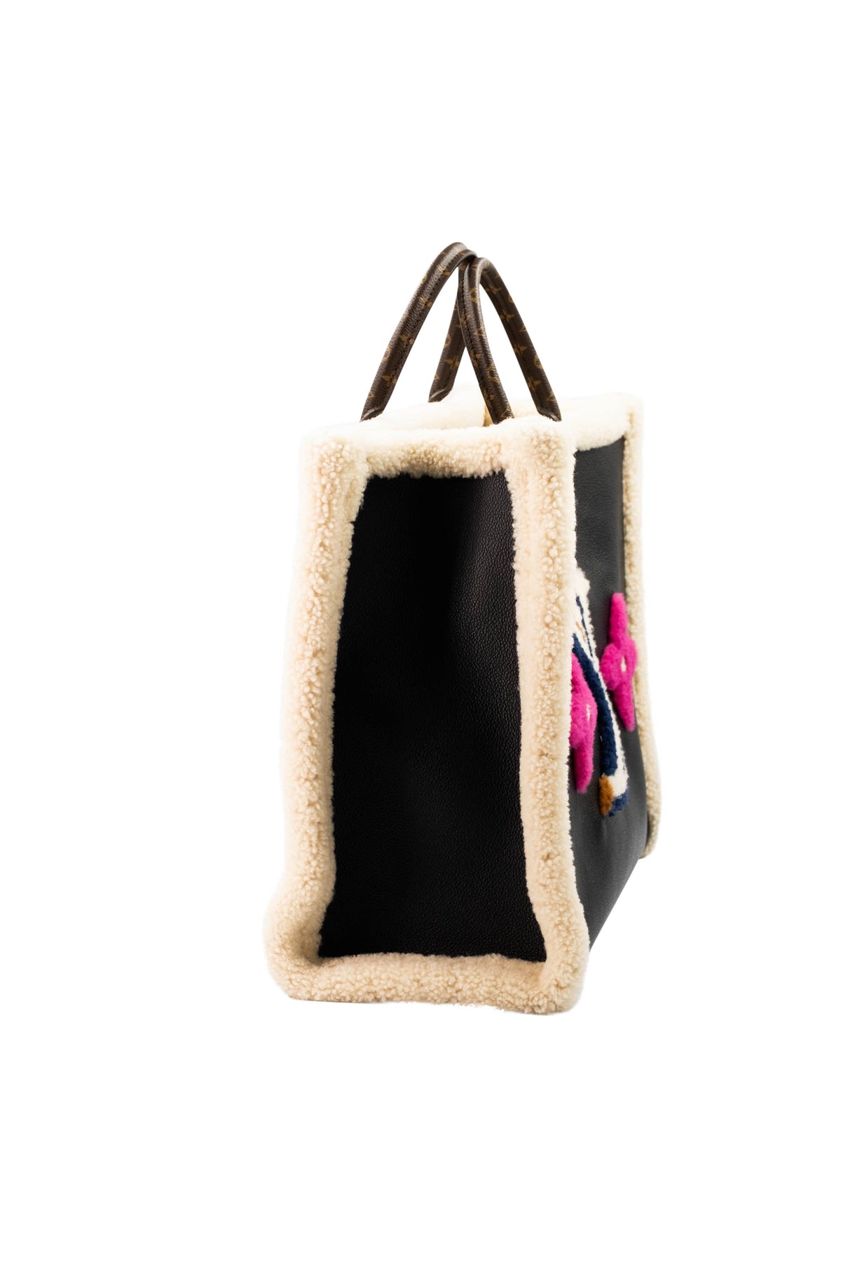 Louis Vuitton Teddy on the go Black Leather and Shearling Tote Size GM