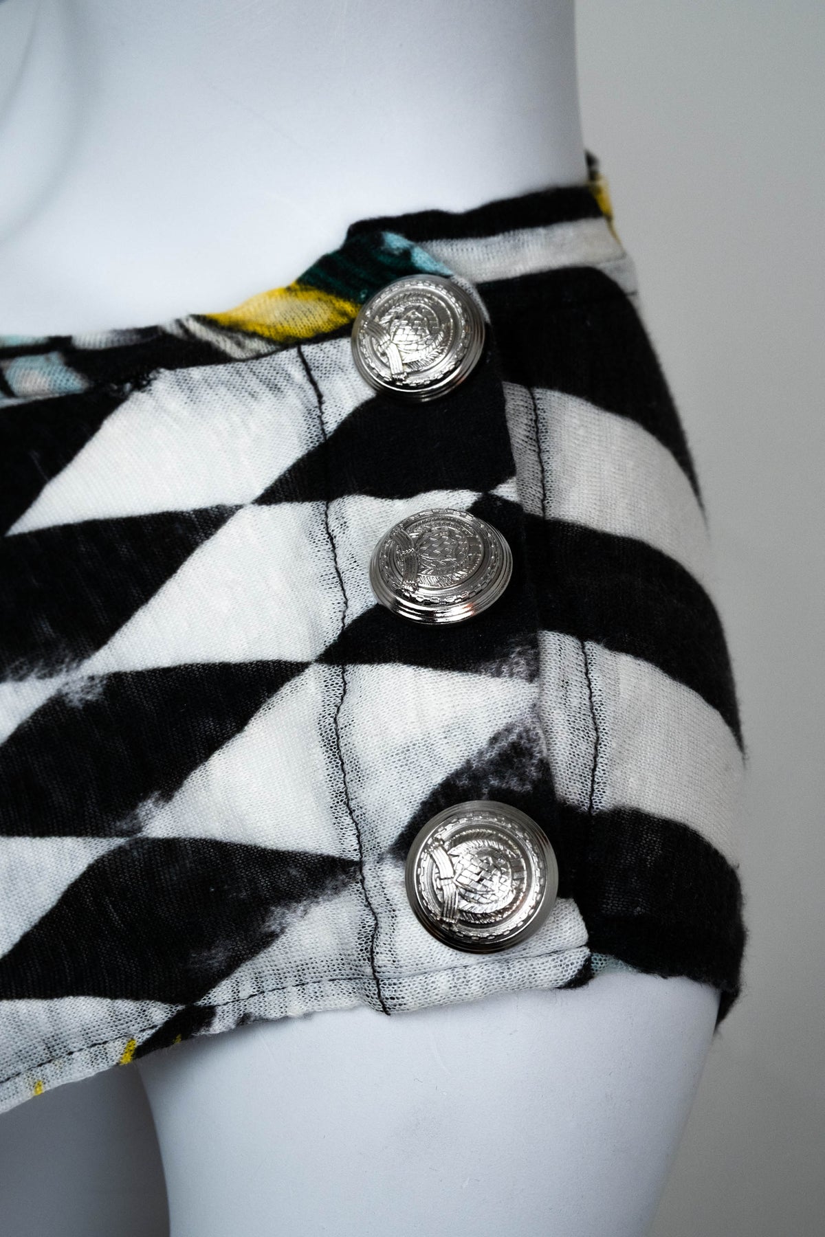 Balmain Black and White Harlequin Print Sleeveless Top Size 38