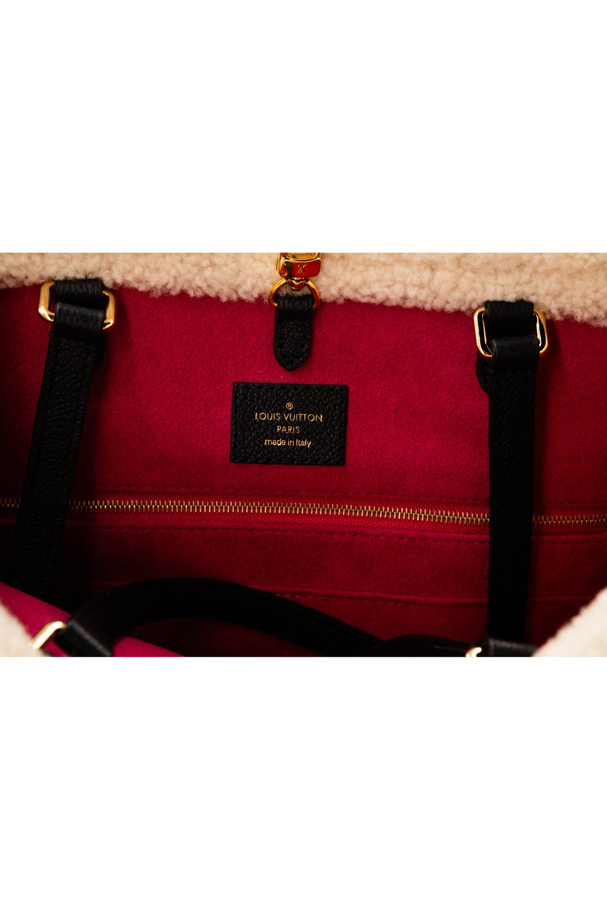Louis Vuitton Teddy on the go Black Leather and Shearling Tote Size GM