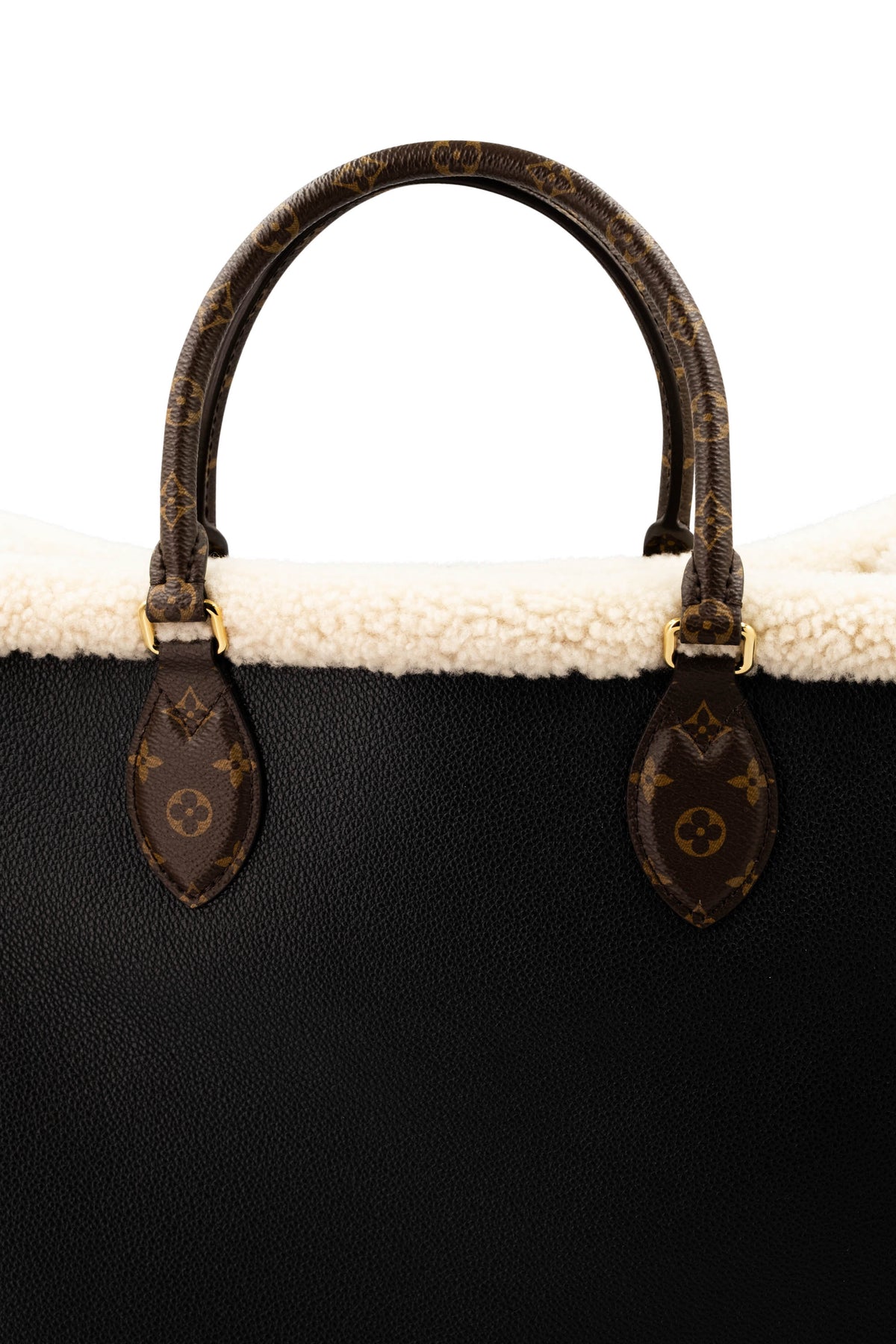 Louis Vuitton Teddy on the go Black Leather and Shearling Tote Size GM