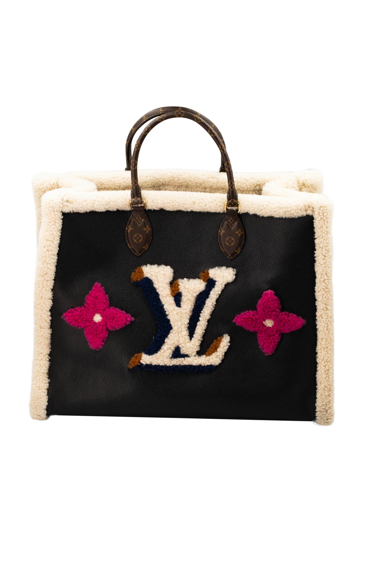 Louis Vuitton Teddy on the go Black Leather and Shearling Tote Size GM