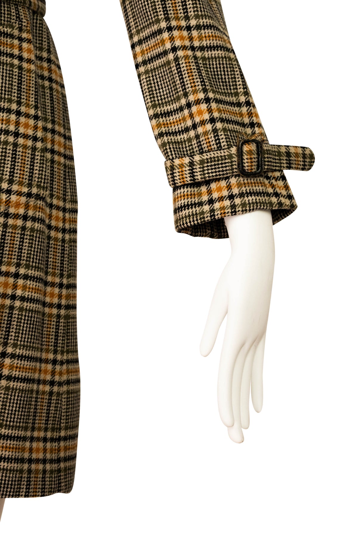 Burberry Orange and Grey Plaid Wool Trench Coat Size 6