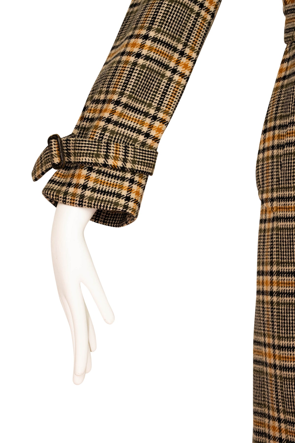 Burberry Orange and Grey Plaid Wool Trench Coat Size 6
