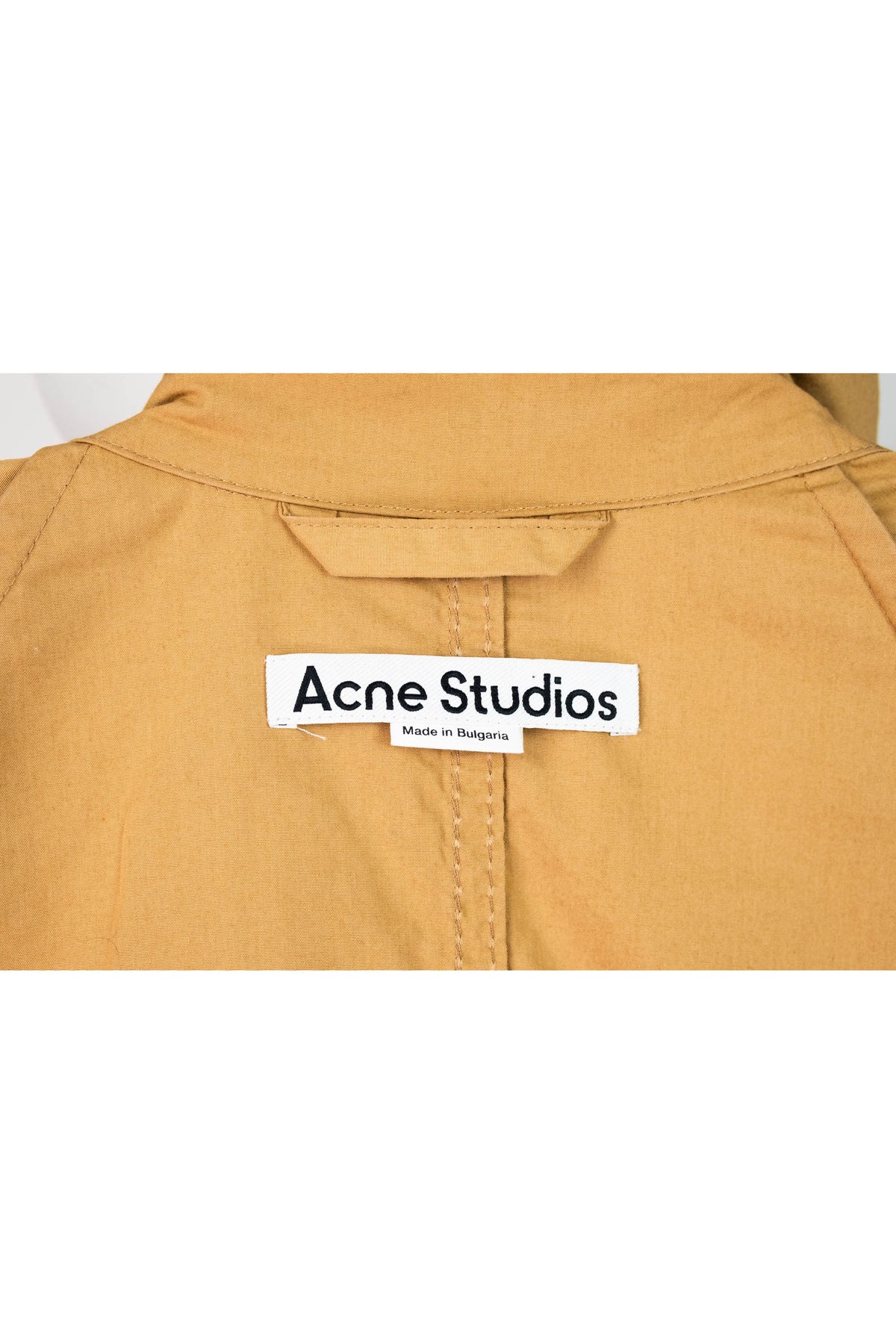 Acne Studios Khaki Midi Length Top Stitched Belted Classic Unlined Trench Coat Size 34