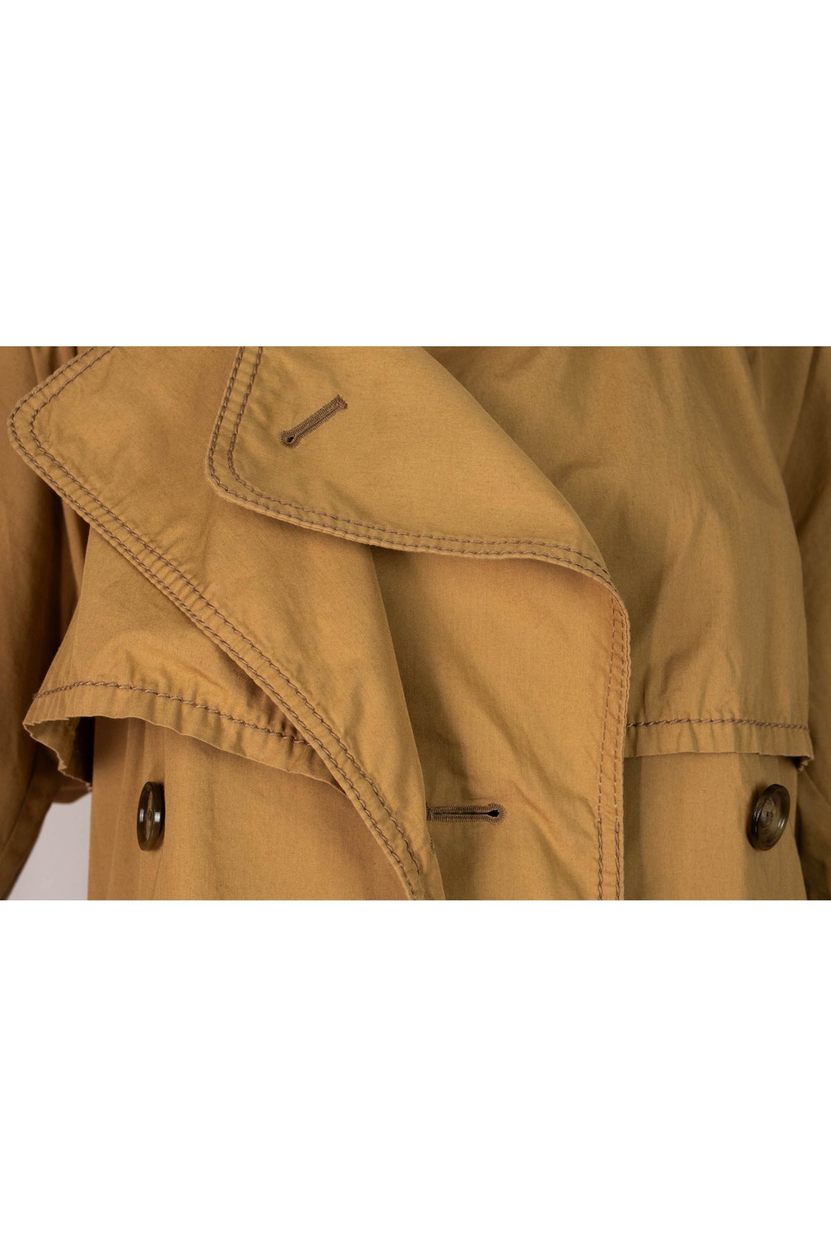 Acne Studios Khaki Midi Length Top Stitched Belted Classic Unlined Trench Coat Size 34