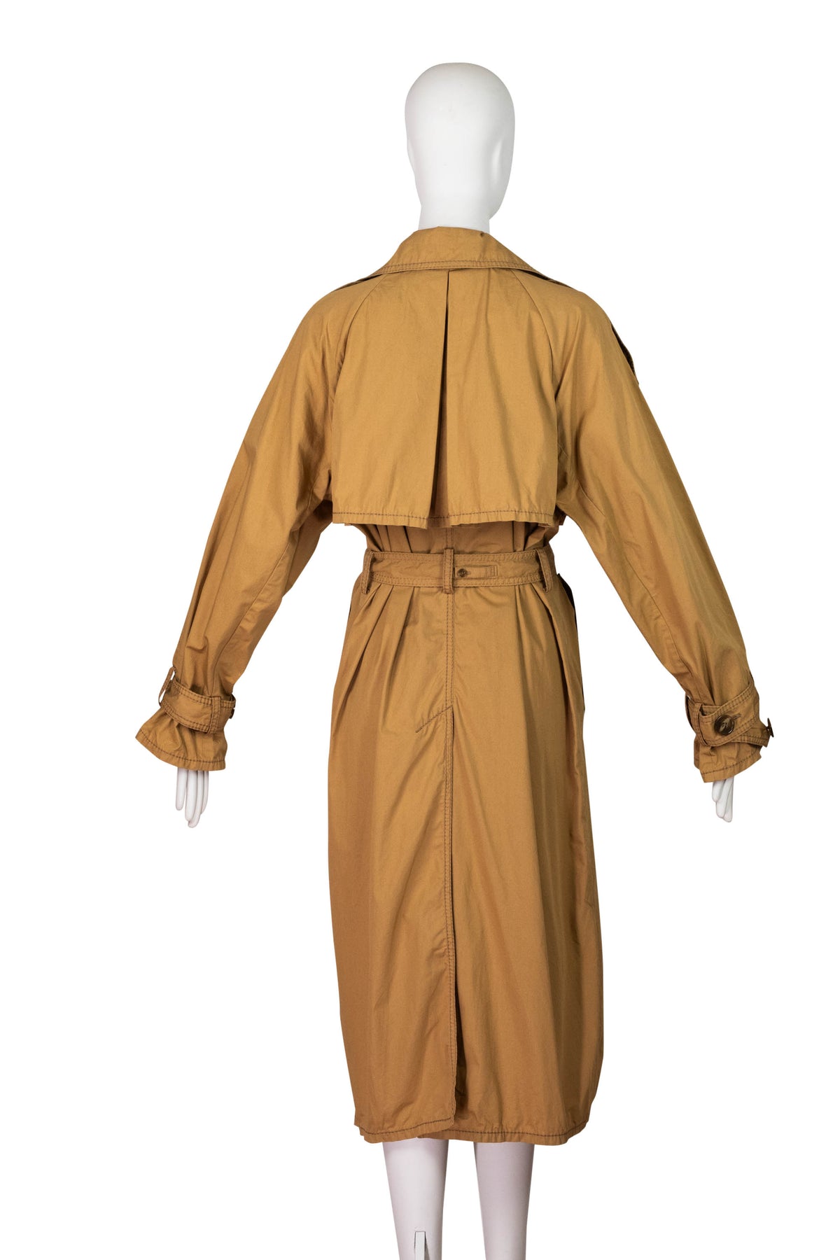 Acne Studios Khaki Midi Length Top Stitched Belted Classic Unlined Trench Coat Size 34