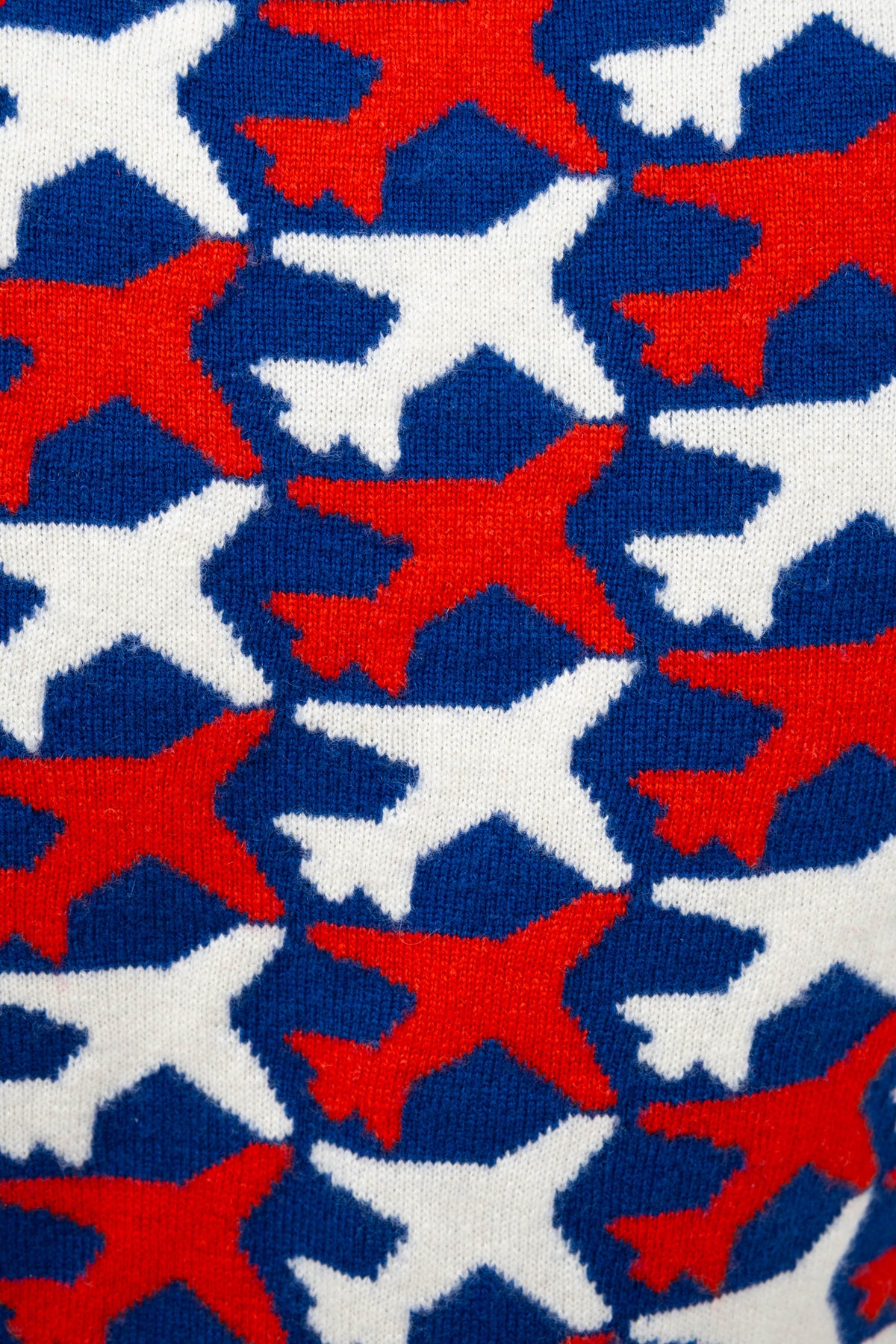 Chanel Cashmere Sweater Navy with White and Red Airplane Pattern Size Small