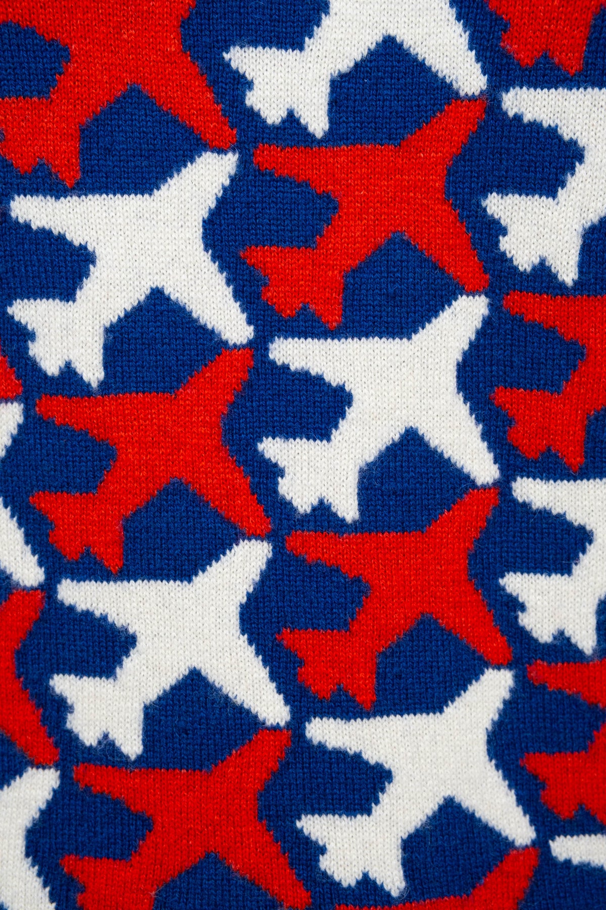 Chanel Cashmere Sweater Navy with White and Red Airplane Pattern Size Small