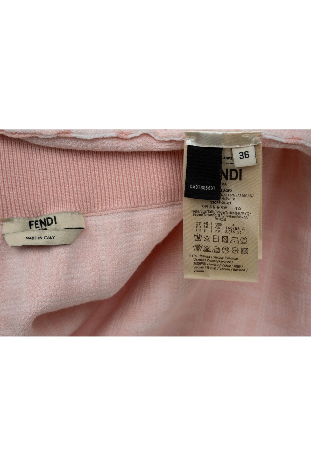 Fendi Pale Pink Zucca Print Short Sleeve Knit Top and Skirt Set