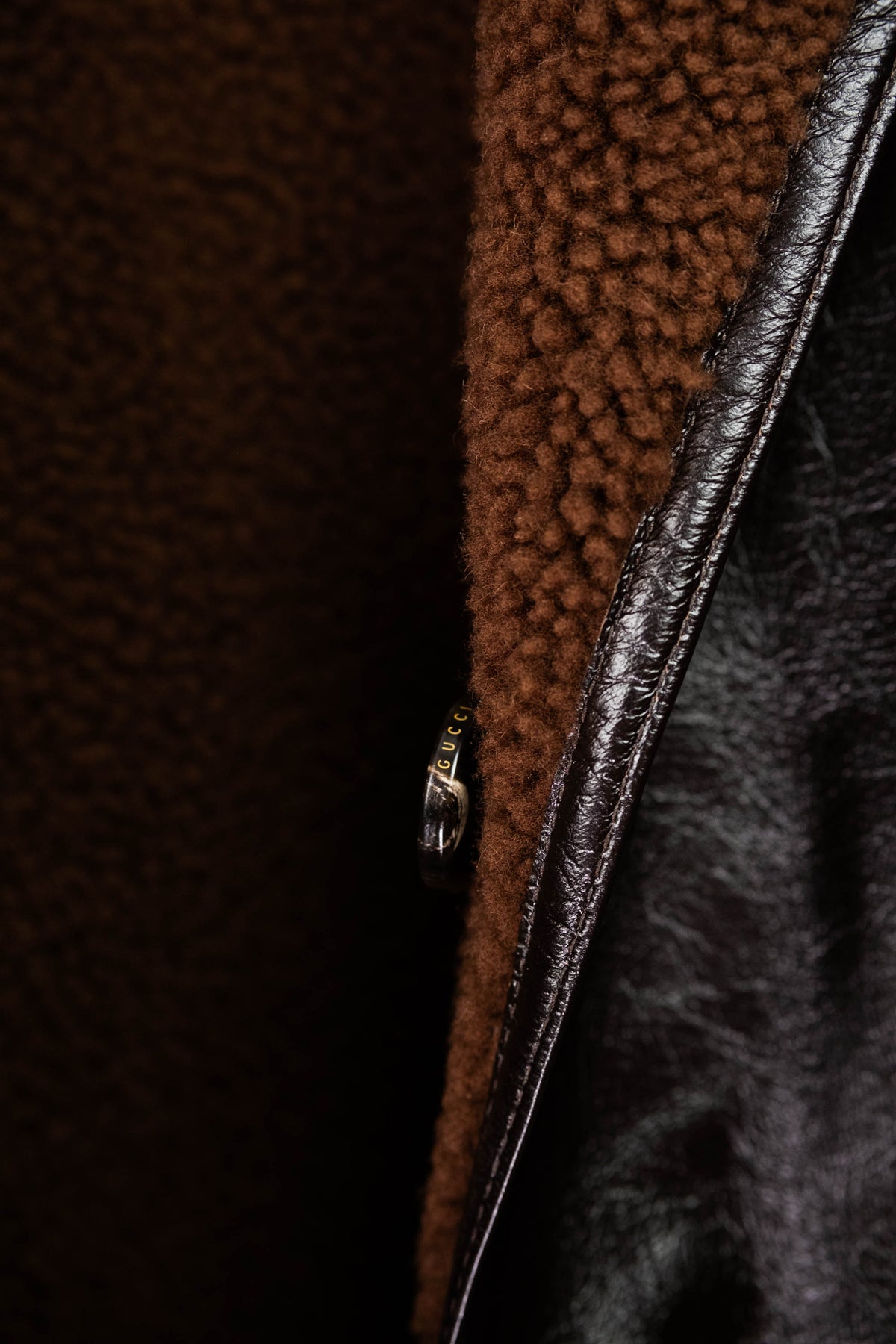 Gucci Plaid Men&#39;s Brown Leather Bomber Jacket Reversible Size 46