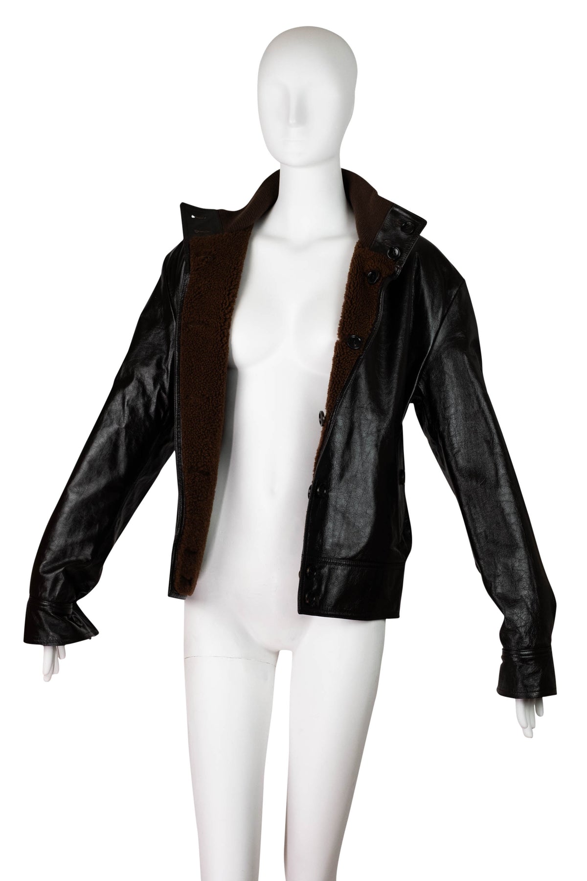 Gucci Plaid Men&#39;s Brown Leather Bomber Jacket Reversible Size 46