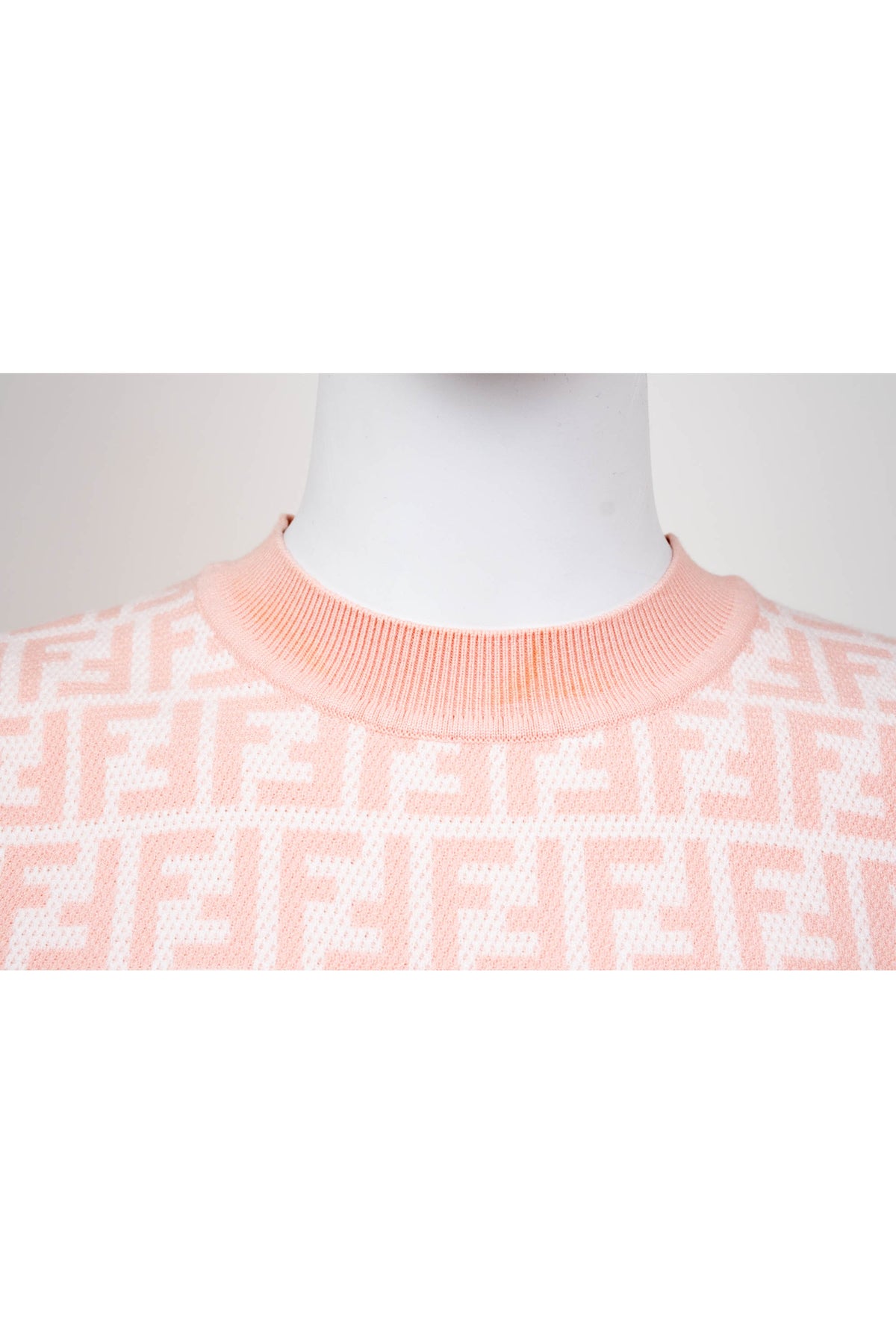 Fendi Pale Pink Zucca Print Short Sleeve Knit Top and Skirt Set