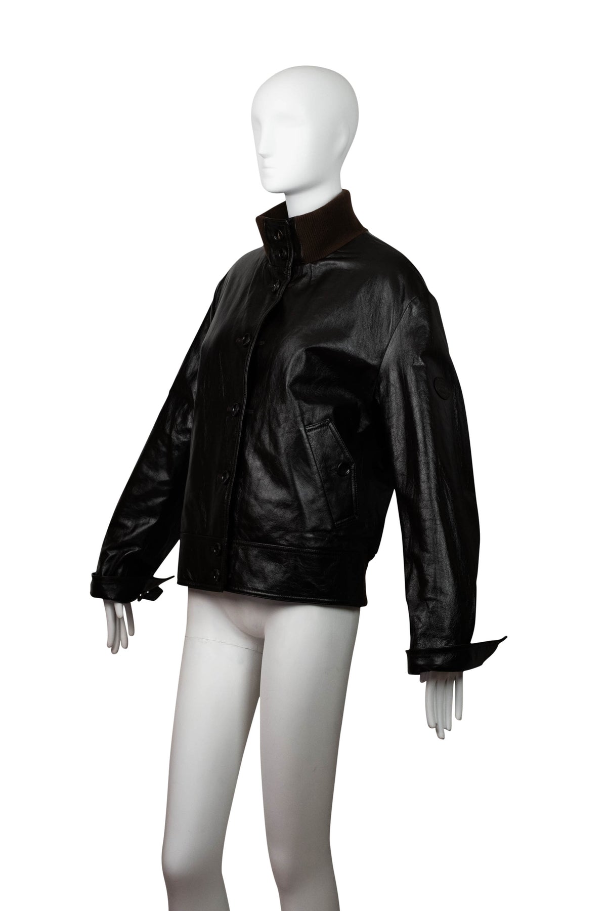 Gucci Plaid Men&#39;s Brown Leather Bomber Jacket Reversible Size 46